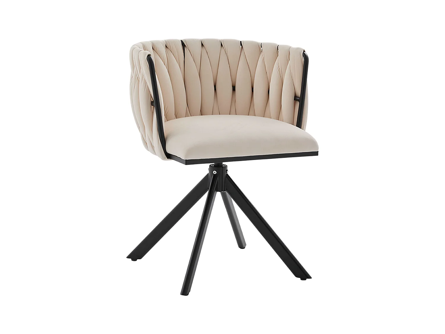 Lot de 2 Chaises pivotante beiges - Chaise coquillage avec pieds noirs - Style contemporain