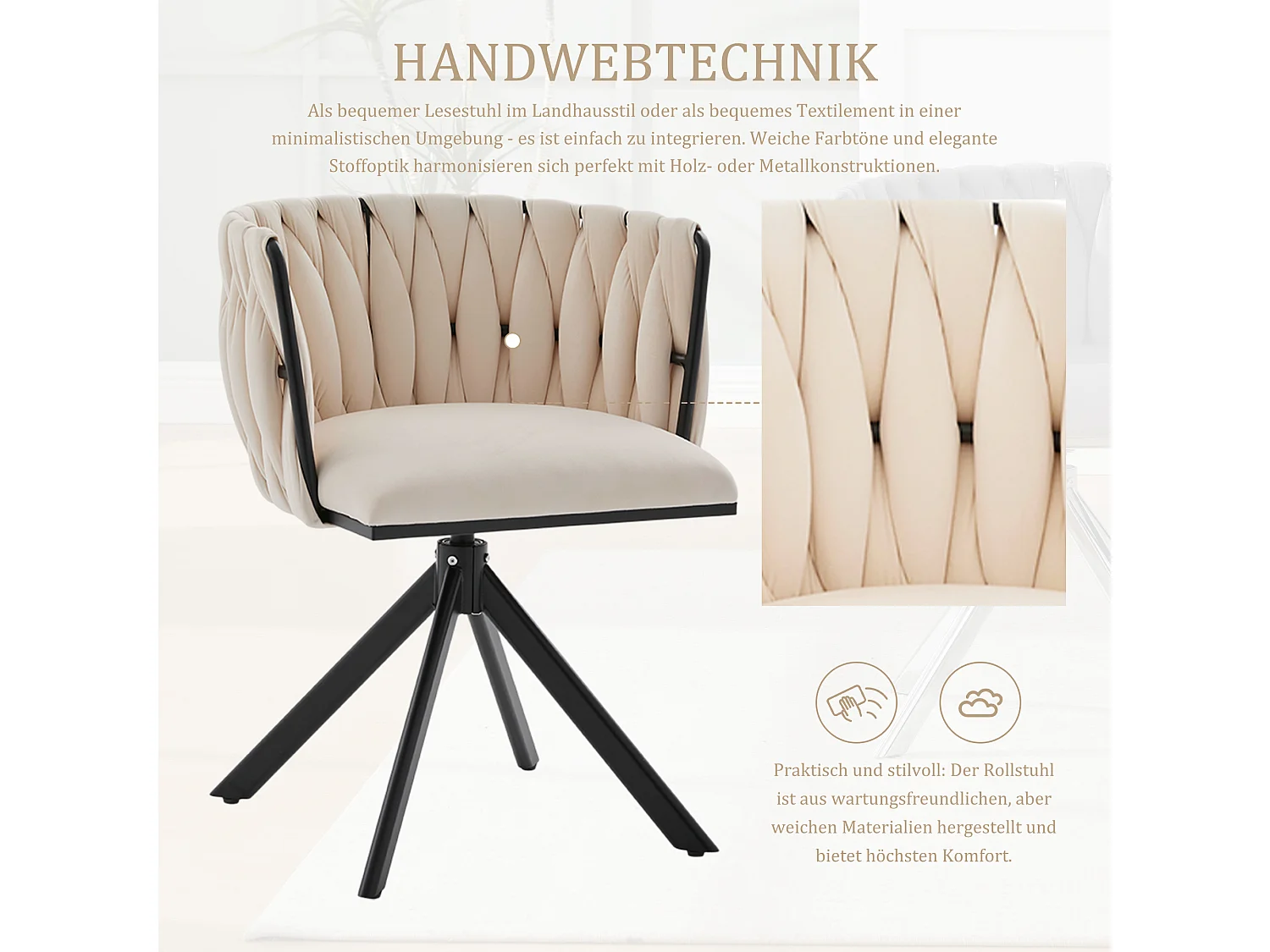 Set van 2 draaistoelen - Schelpstoel met zwarte poten - Hedendaagse stijl