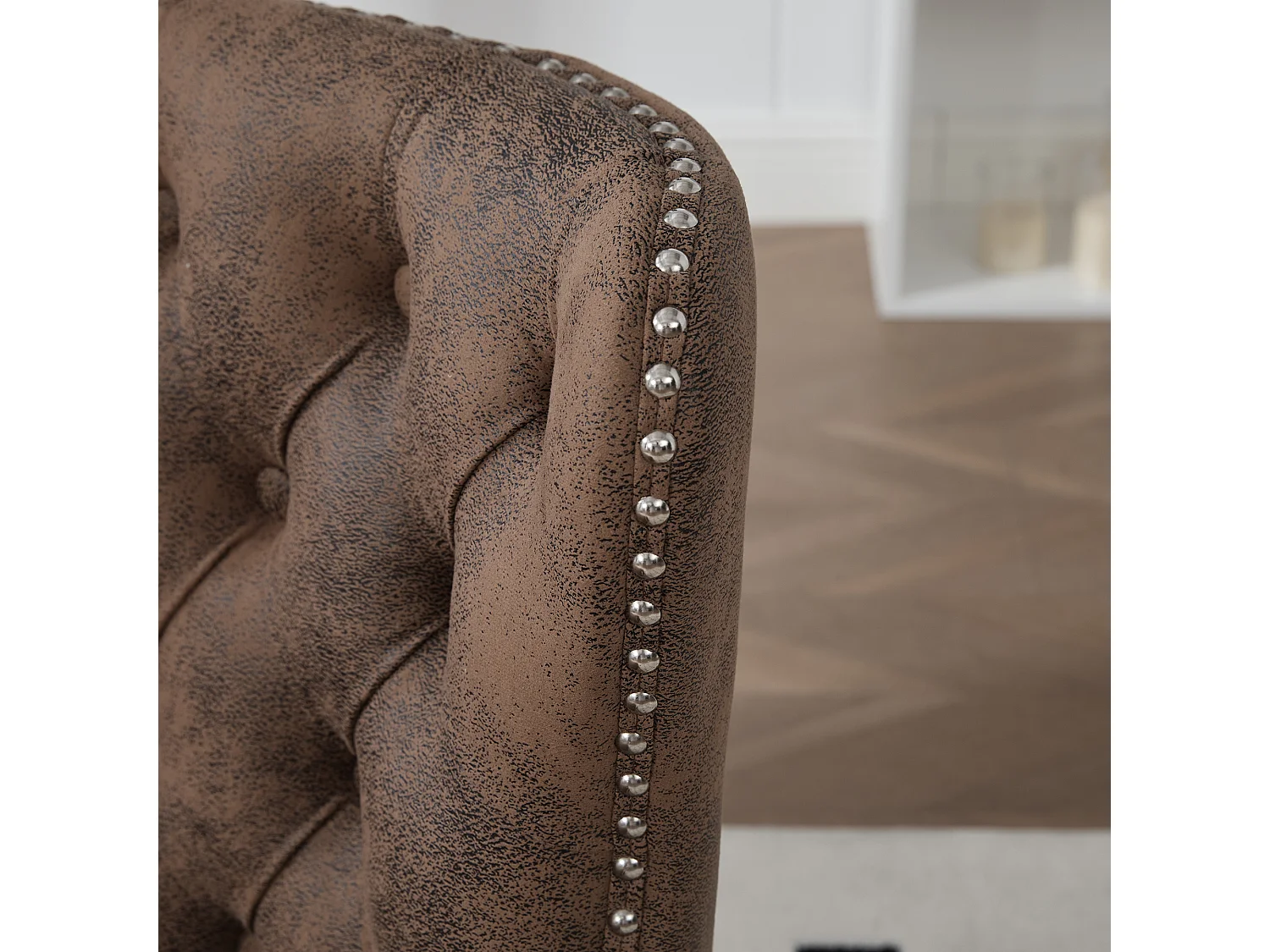 Lot de 2 Chaises de luxe vintage en microfibre marron - Confort et élégance - Idéale pour salle à manger