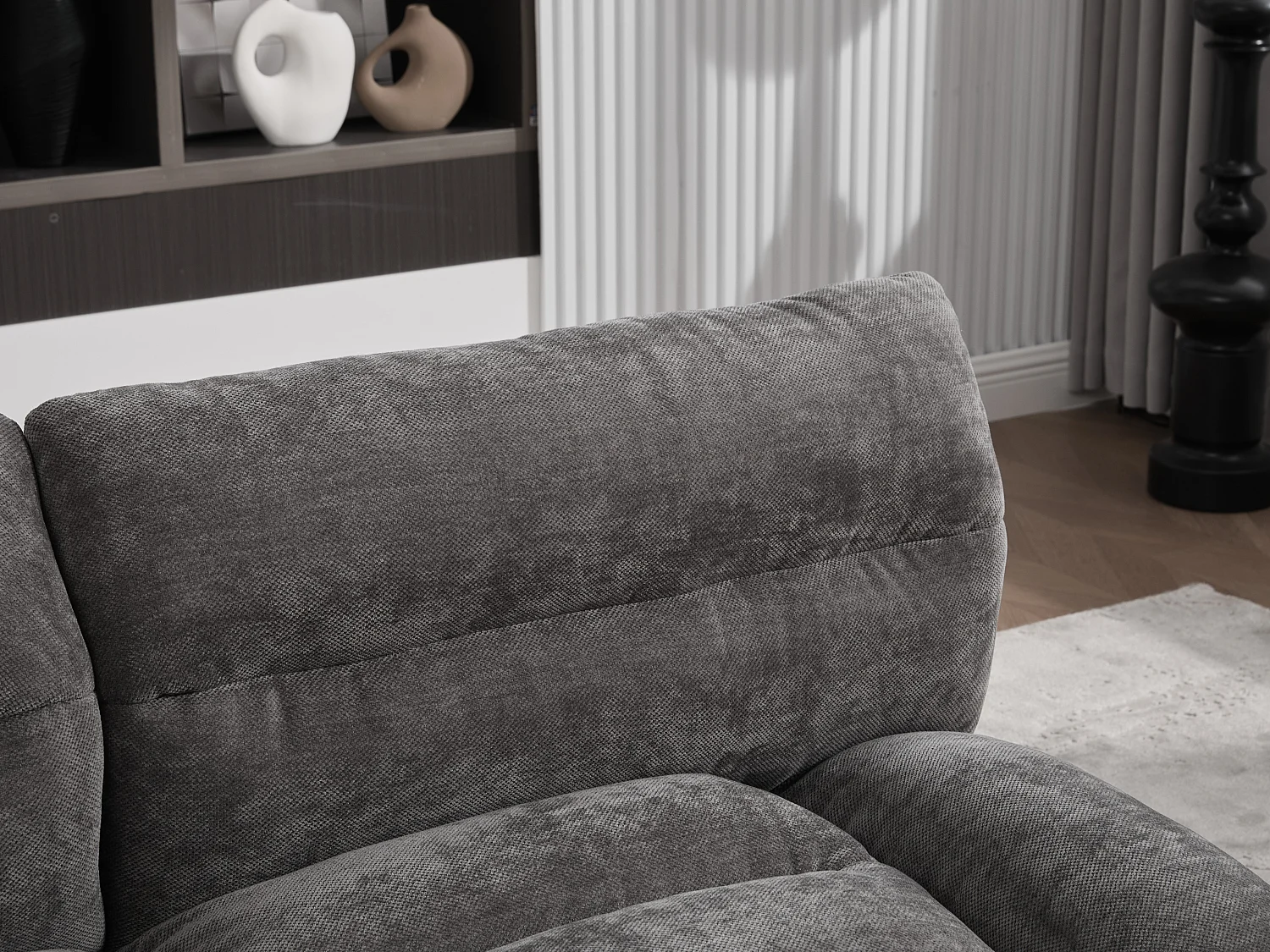 Canapé convertible 2 places gris anthracite en tissu chenille - avec fonction rabattable - Confort et praticité, idéal pour salon, chambre ou petit espace