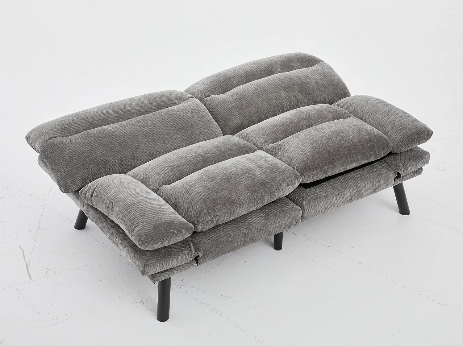 Canapé convertible 2 places gris anthracite en tissu chenille - avec fonction rabattable - Confort et praticité, idéal pour salon, chambre ou petit espace
