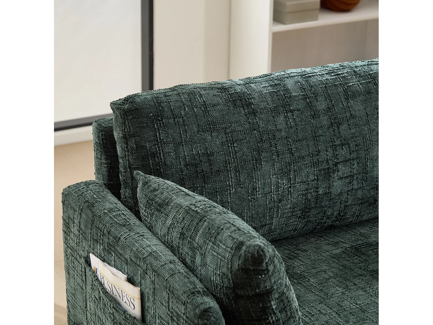 Canapé 2 places en chenille - avec LED, ports USB - double assise et dossier haut - Idéal pour salon ou petit bureau