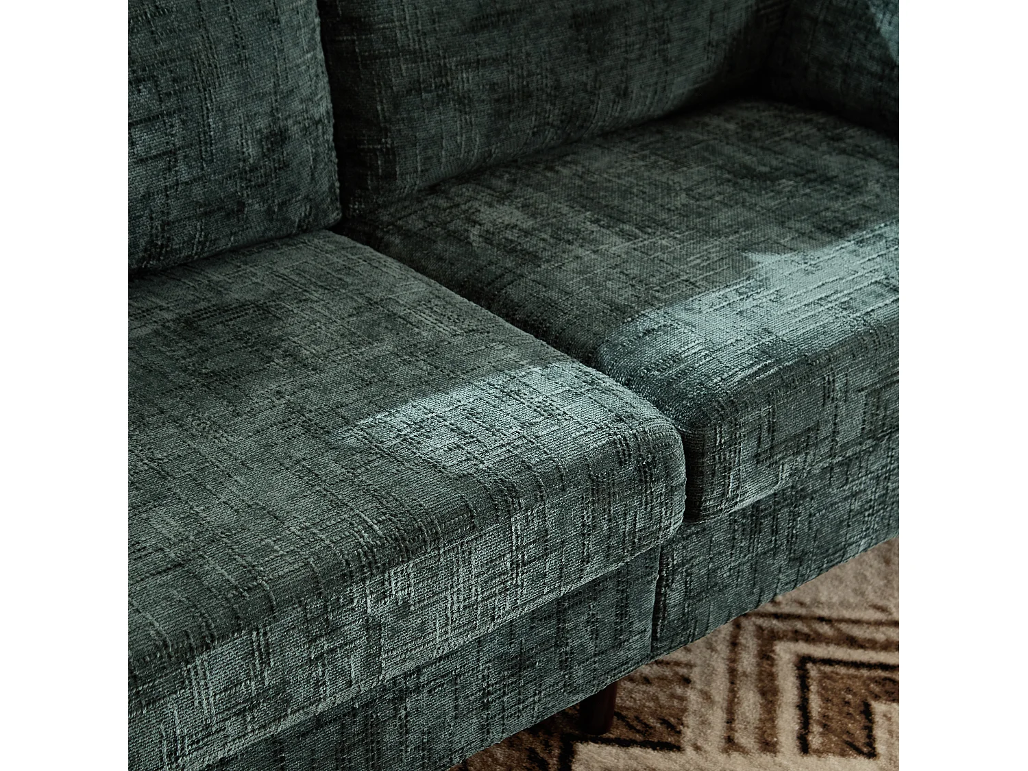 Canapé 2 places en chenille - avec LED, ports USB - double assise et dossier haut - Idéal pour salon ou petit bureau