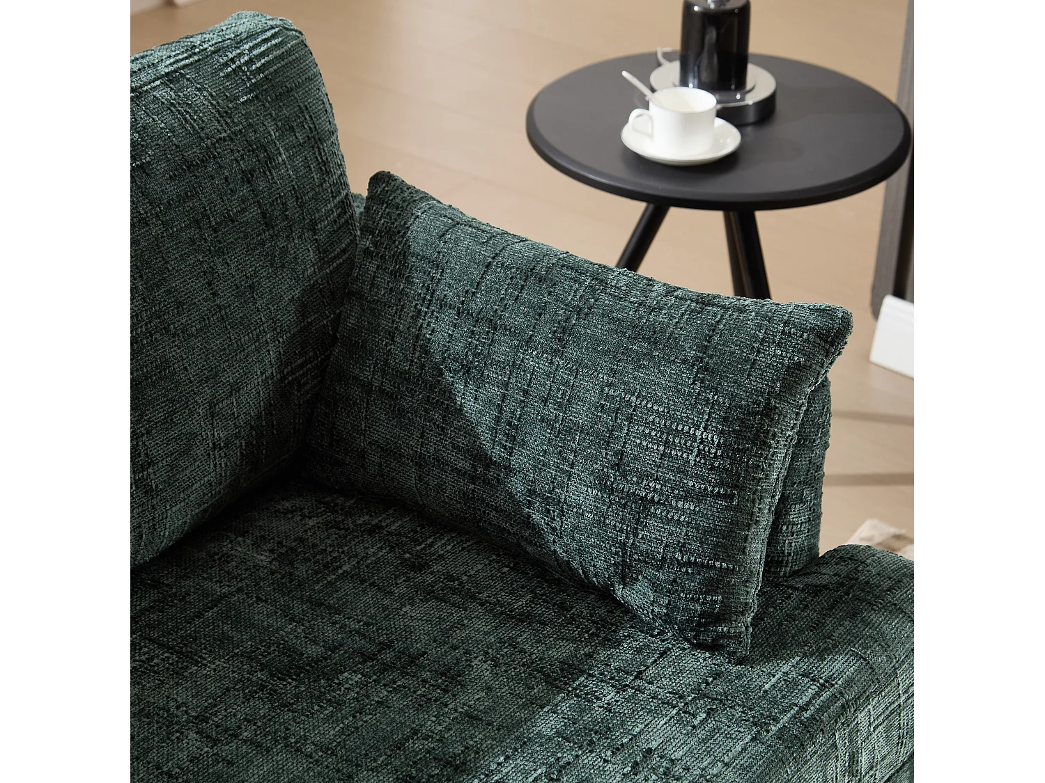 Canapé 2 places en chenille - avec LED, ports USB - double assise et dossier haut - Idéal pour salon ou petit bureau