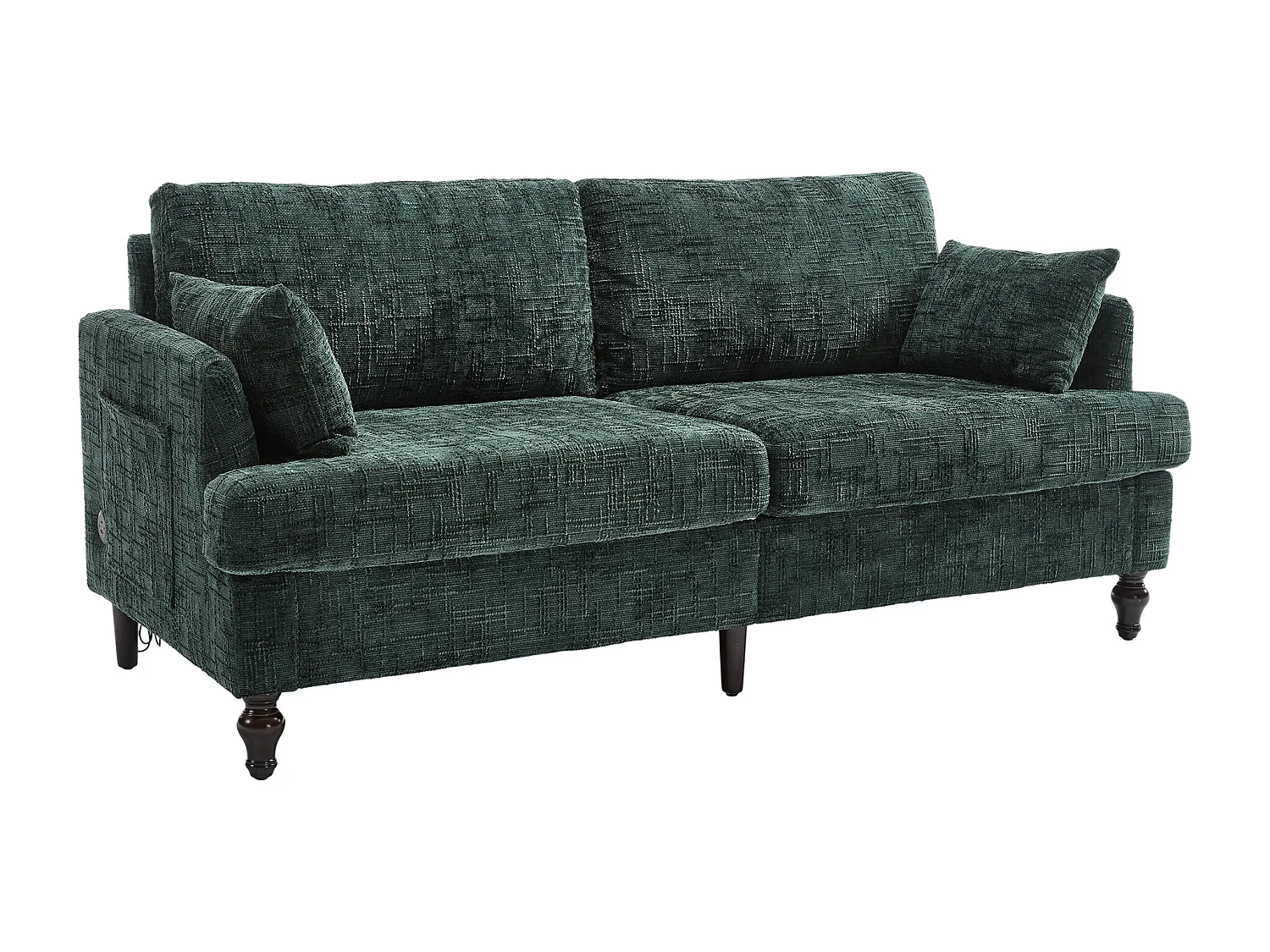 2-zits chenillebank - met LED's, USB-poorten - dubbele zitting en hoge rugleuning - Ideaal voor woonkamer of klein kantoor