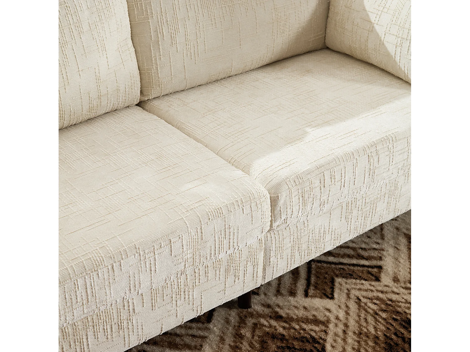 Canapé 2 places en chenille - avec LED, ports USB - double assise et dossier haut - Idéal pour salon ou petit bureau