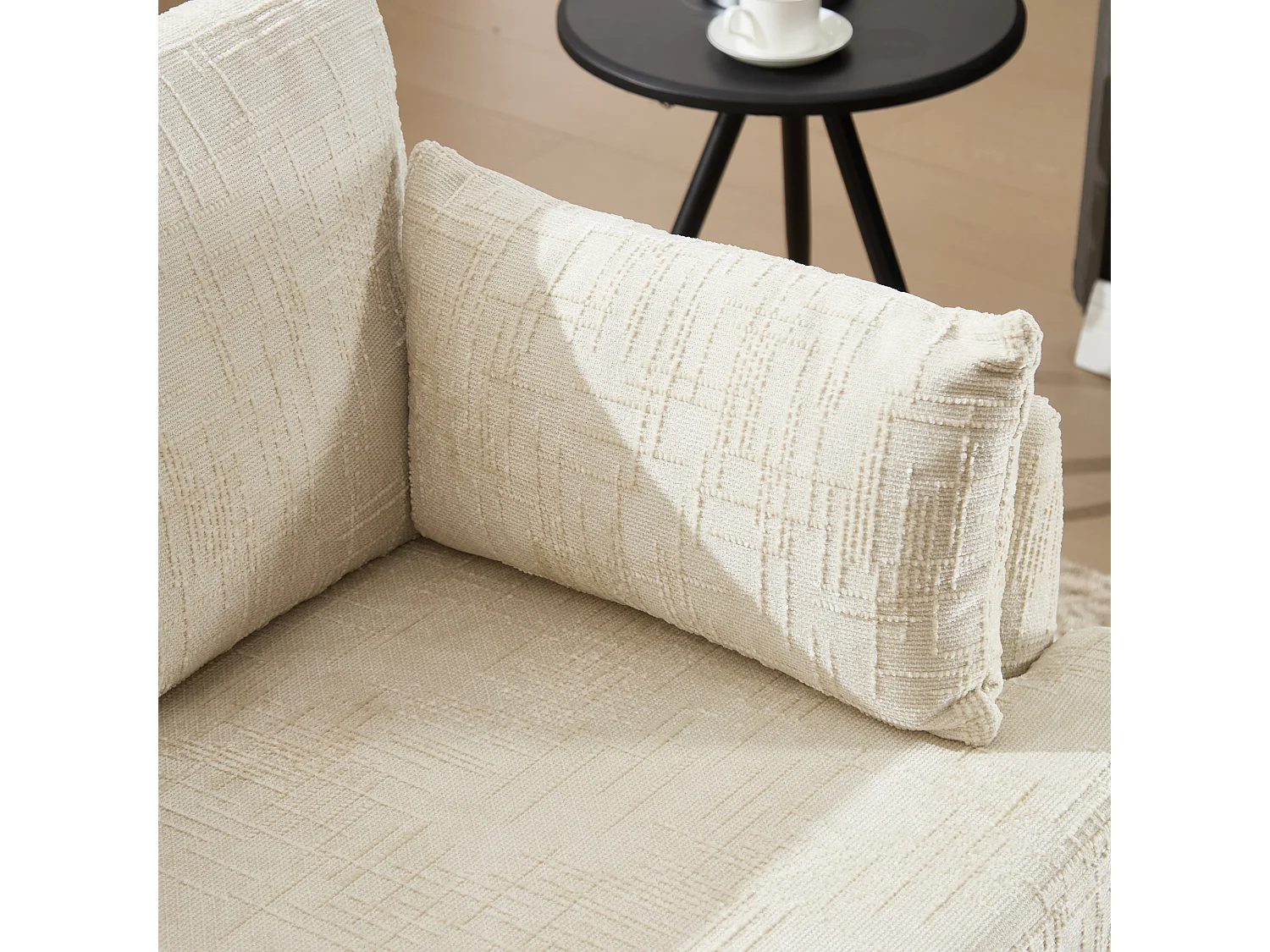 Canapé 2 places en chenille - avec LED, ports USB - double assise et dossier haut - Idéal pour salon ou petit bureau