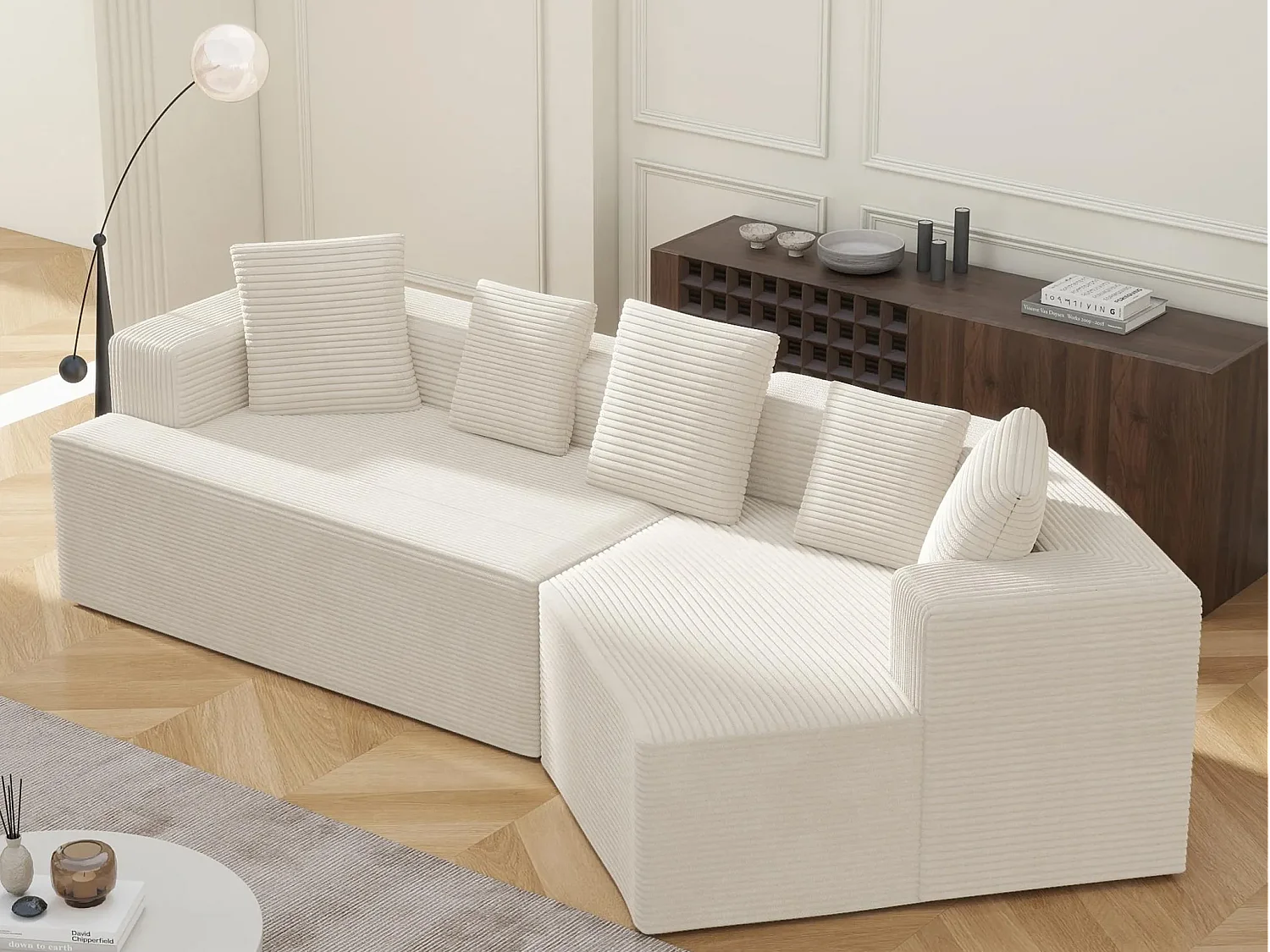 3-zits hoekbank - Corduroy slaapbank - ideaal voor woonkamer of leeskamer