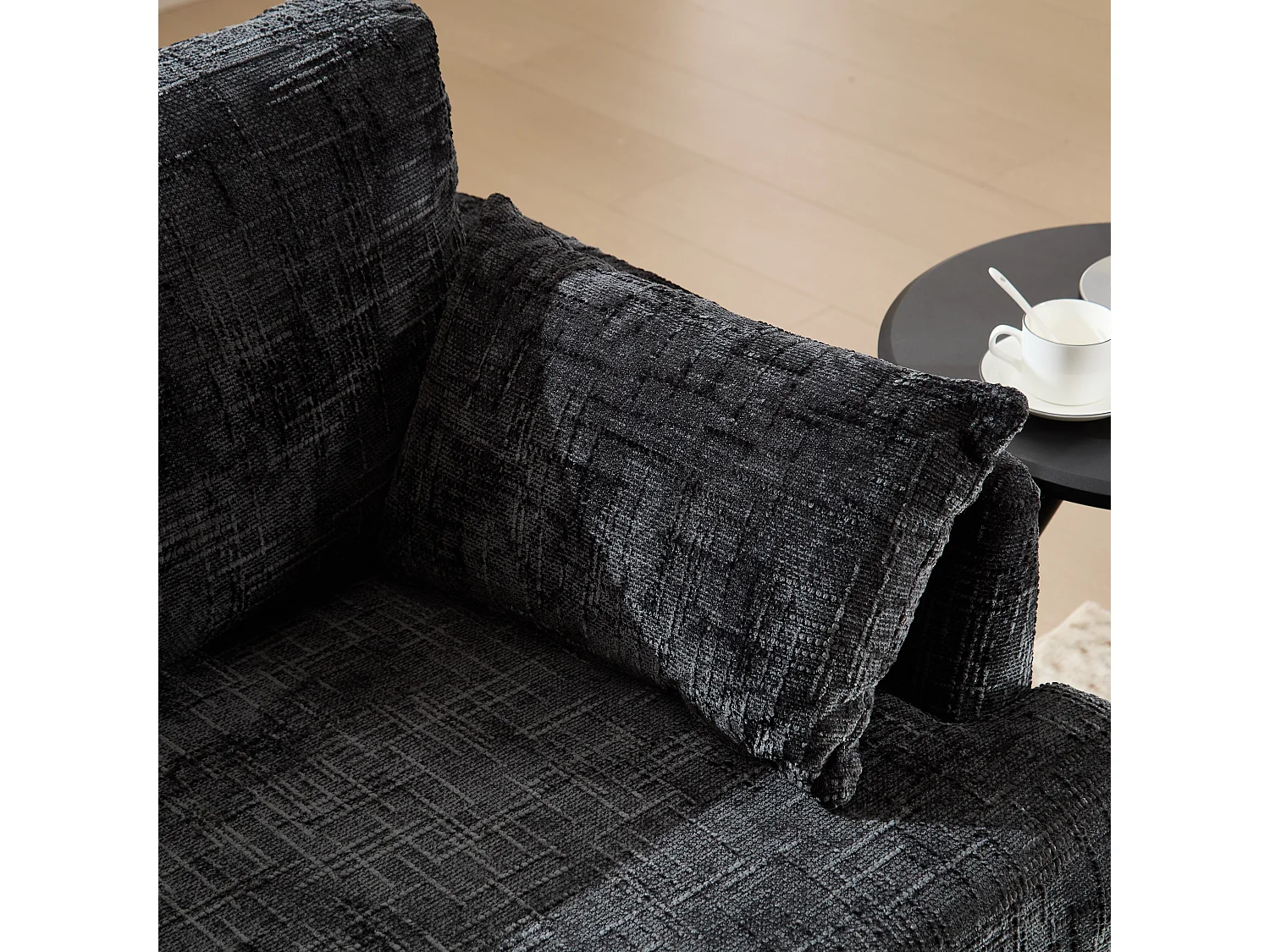 Canapé 2 places en chenille - avec LED, ports USB - double assise et dossier haut - Idéal pour salon ou petit bureau