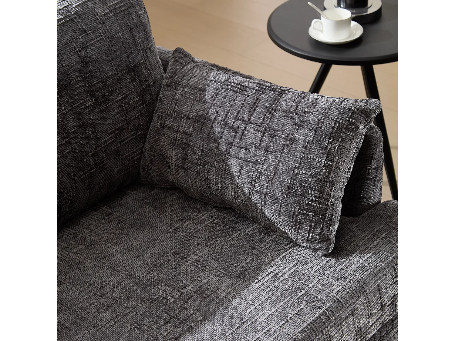 Canapé 2 places en chenille - avec LED, ports USB - double assise et dossier haut - Idéal pour salon ou petit bureau