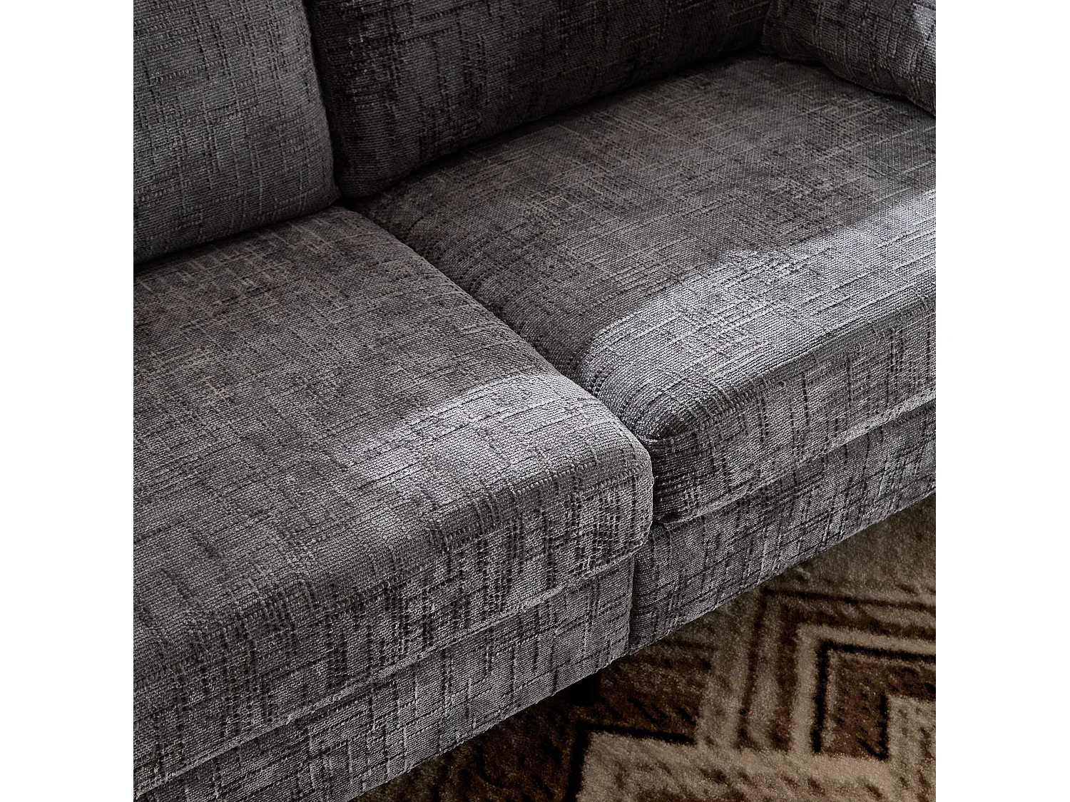 2-zits chenillebank - met LED's, USB-poorten - dubbele zitting en hoge rugleuning - Ideaal voor woonkamer of klein kantoor