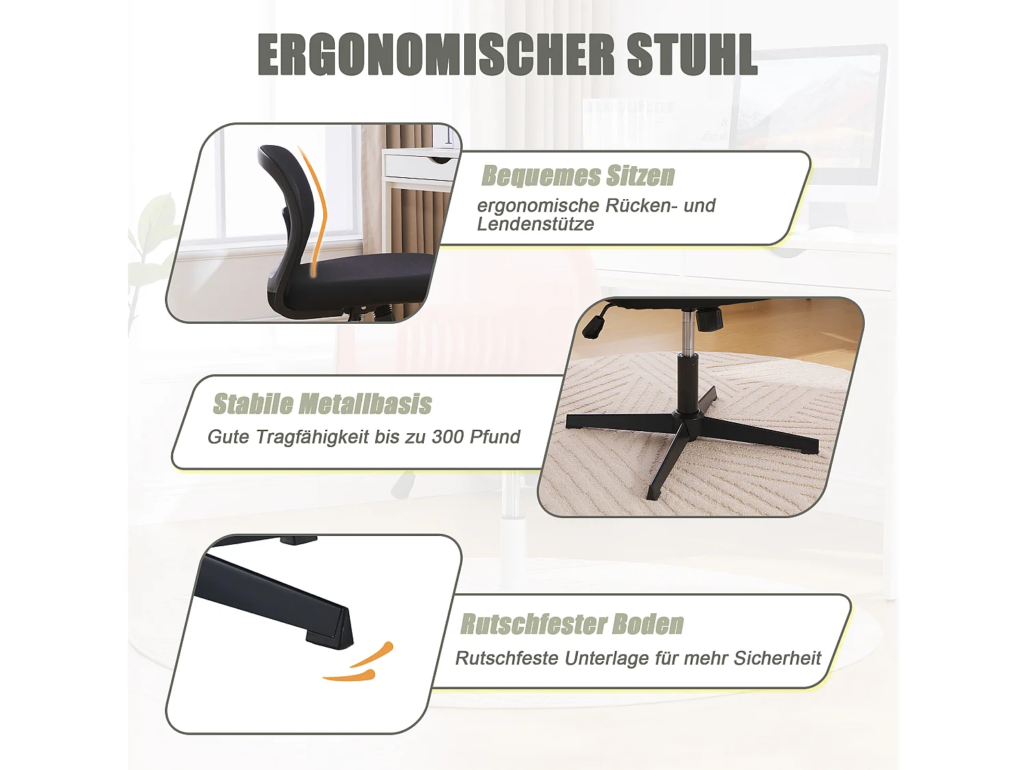 Fauteuil pivotant — réglable en hauteur — mesh noir respirant — dossier ergonomique