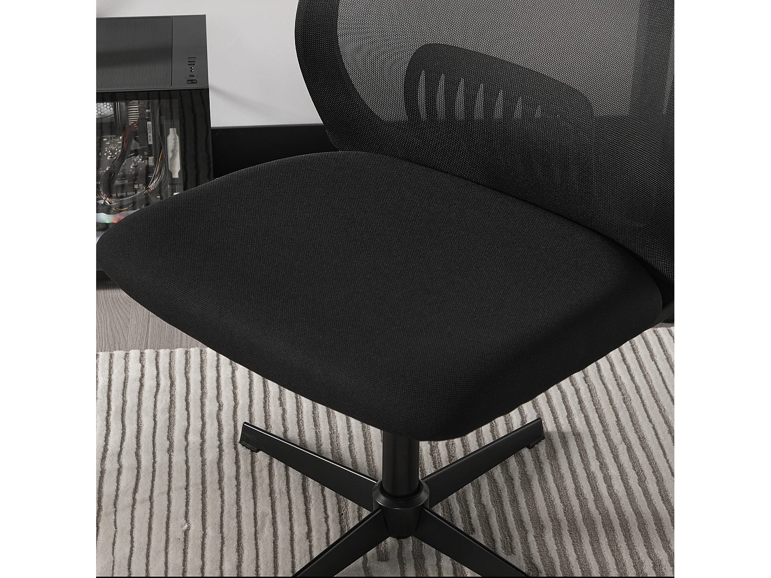 Fauteuil pivotant — réglable en hauteur — mesh noir respirant — dossier ergonomique