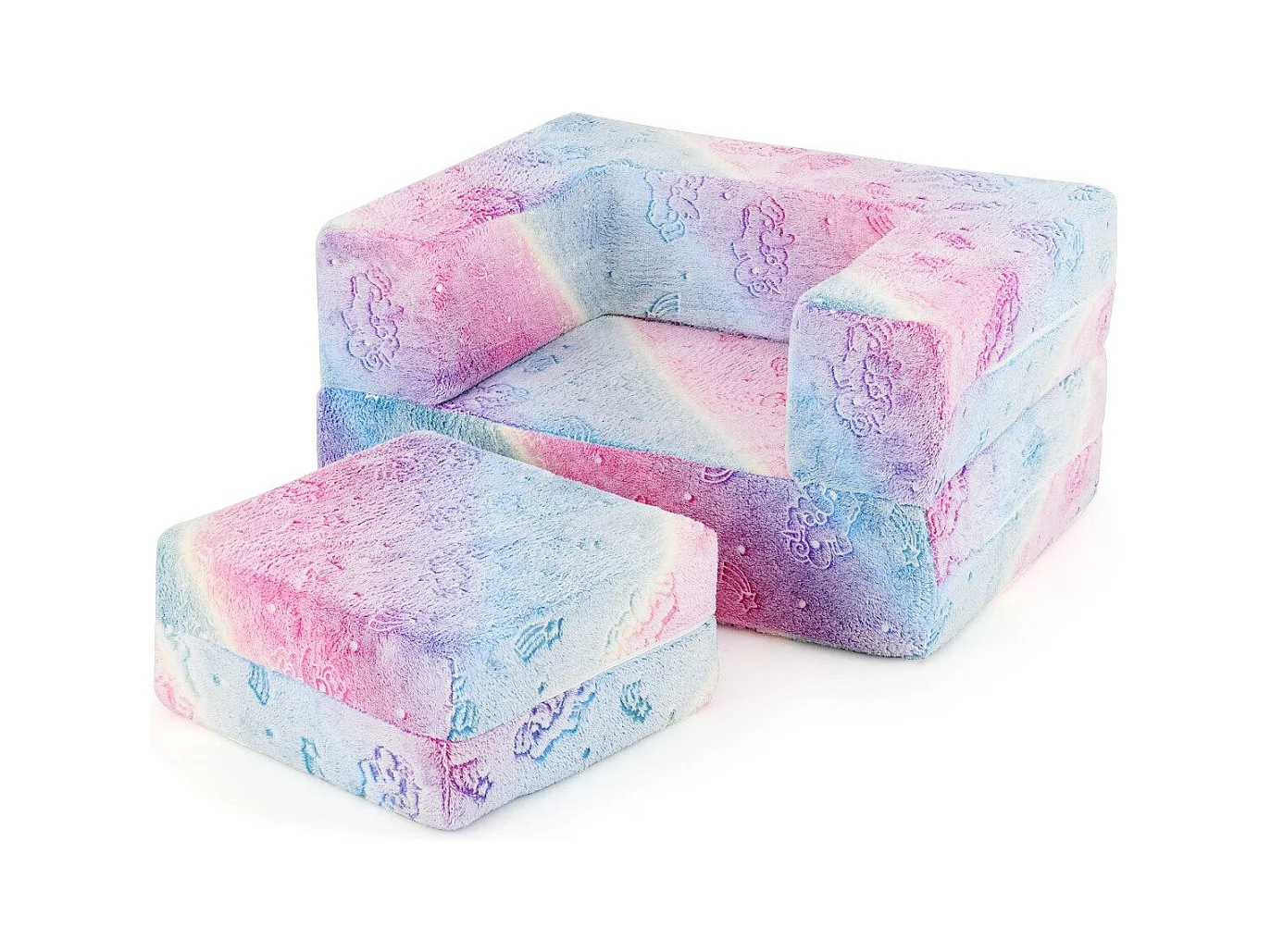 Divano per bambini piccoli con cuscino, Poltrona per bambini che brilla al buio con fodera lavabile Unicorno Arcobaleno