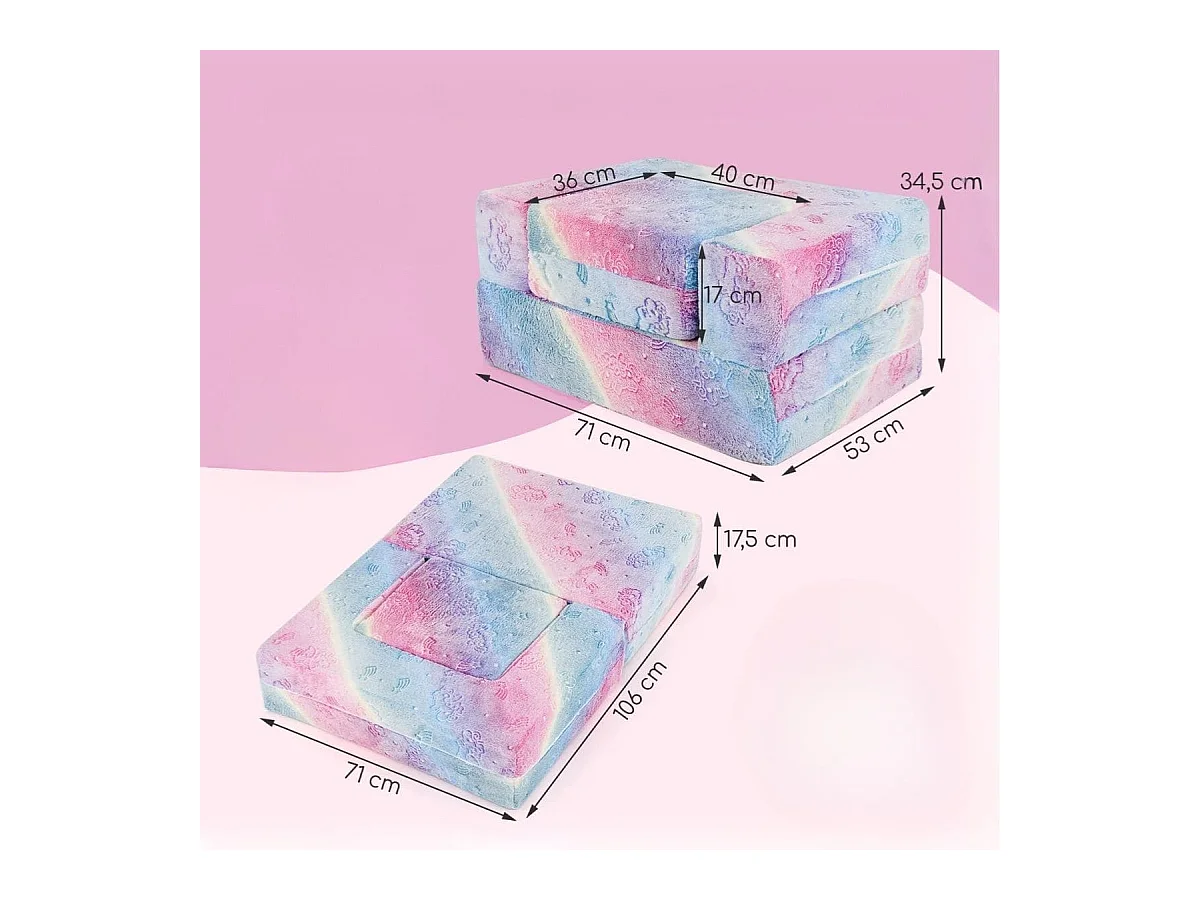 Divano per bambini piccoli con cuscino, Poltrona per bambini che brilla al buio con fodera lavabile Unicorno Arcobaleno