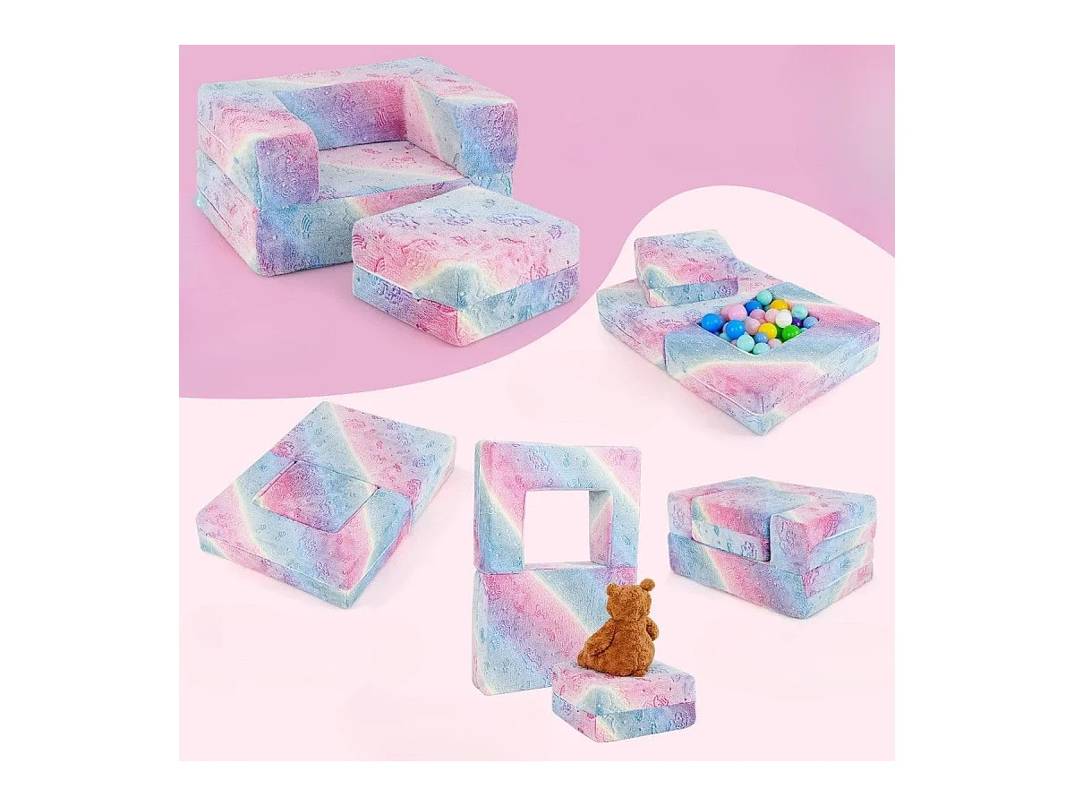 Divano per bambini piccoli con cuscino, Poltrona per bambini che brilla al buio con fodera lavabile Unicorno Arcobaleno