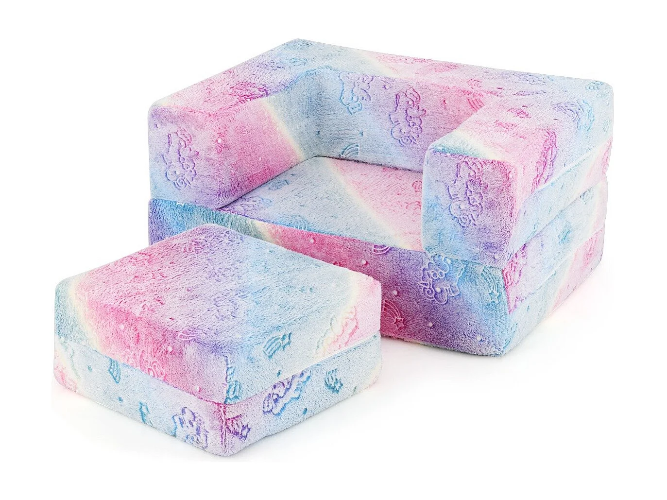 Divano per bambini piccoli con cuscino, Poltrona per bambini che brilla al buio con fodera lavabile Unicorno Arcobaleno