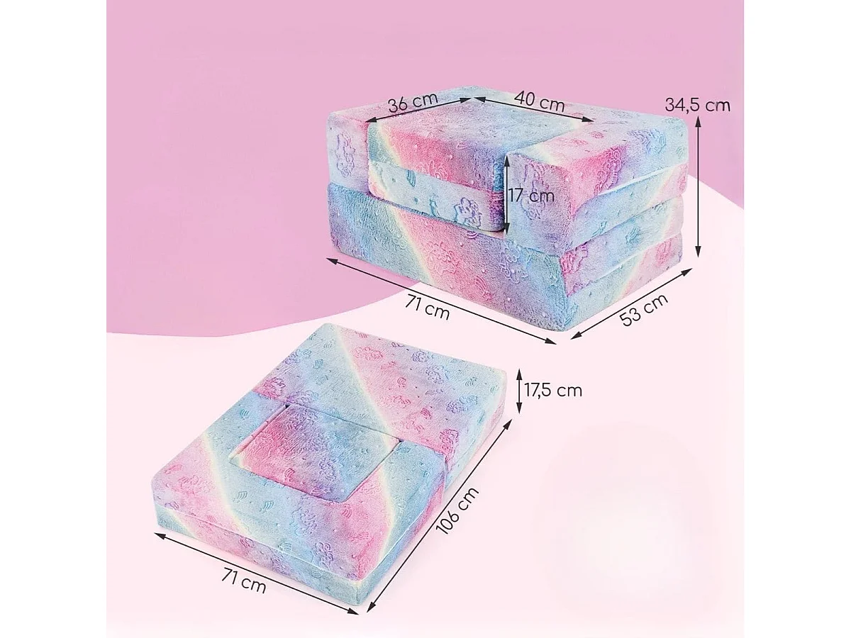 Divano per bambini piccoli con cuscino, Poltrona per bambini che brilla al buio con fodera lavabile Unicorno Arcobaleno