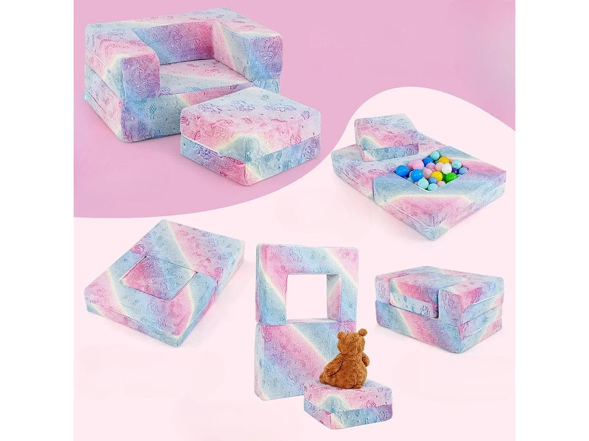 Divano per bambini piccoli con cuscino, Poltrona per bambini che brilla al buio con fodera lavabile Unicorno Arcobaleno