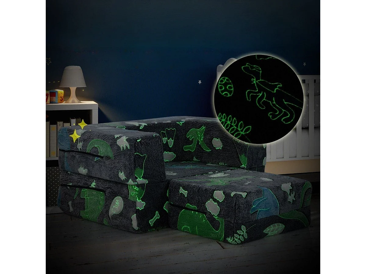 Modulares Kindersofa im Dunkeln leuchtendes Spielsofa Modulsofa 71 x 53 x 34,5 cm Grau