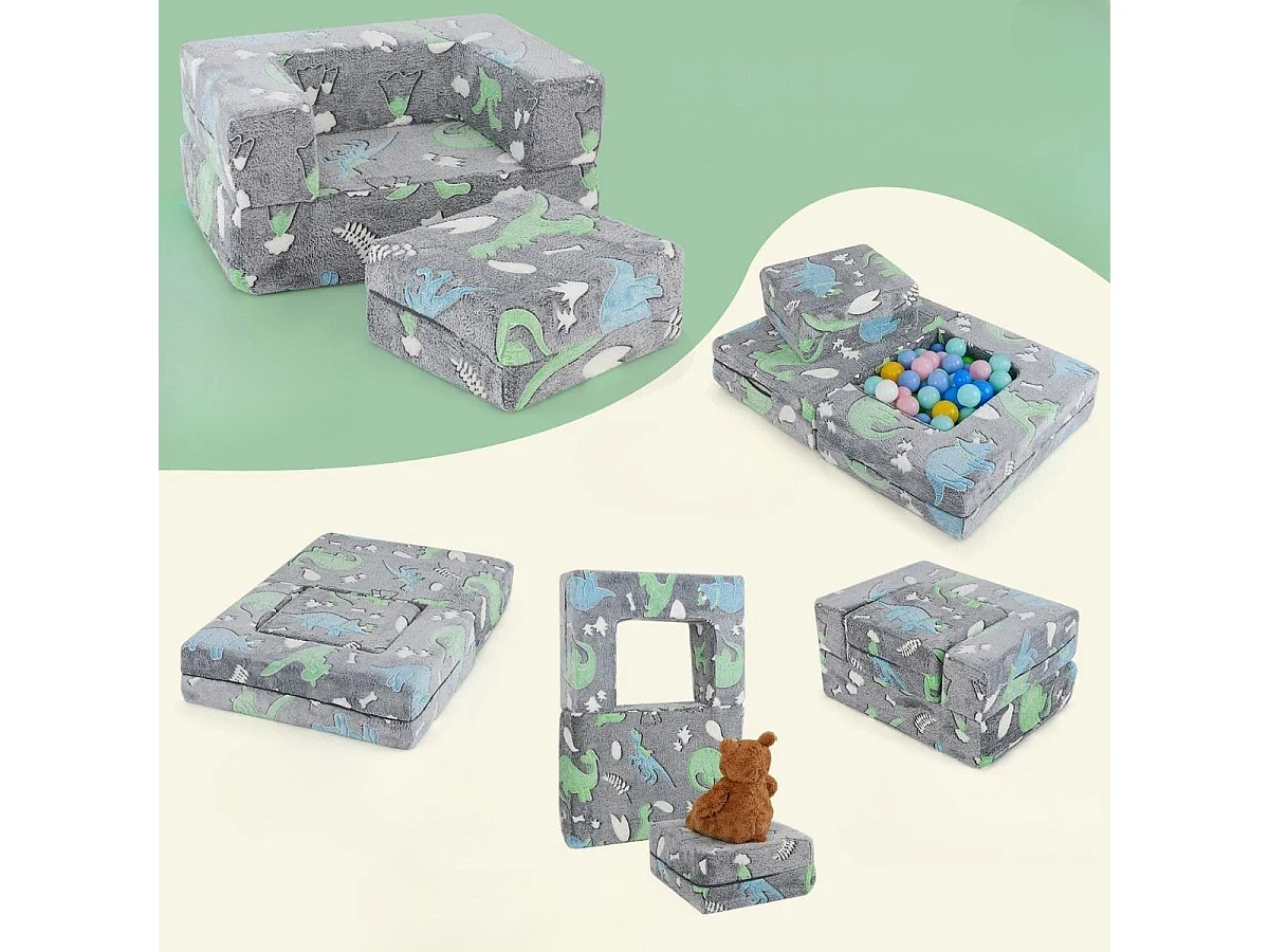 Modulares Kindersofa im Dunkeln leuchtendes Spielsofa Modulsofa 71 x 53 x 34,5 cm Grau