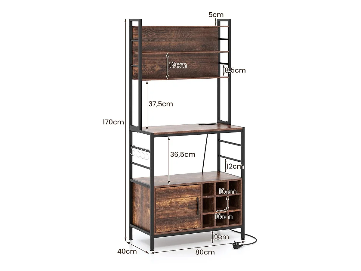 Køkkenskab med stikkontakt Køkkenreol med hylder til vin