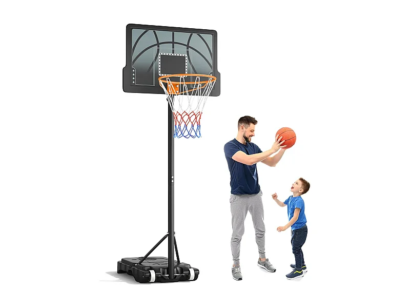 Yohood Basketbalnetje voor Kinderen, Hoogteverstelbaar 110-210 cm, Draagbare Basketbalring Binnen/Buiten, Zwart