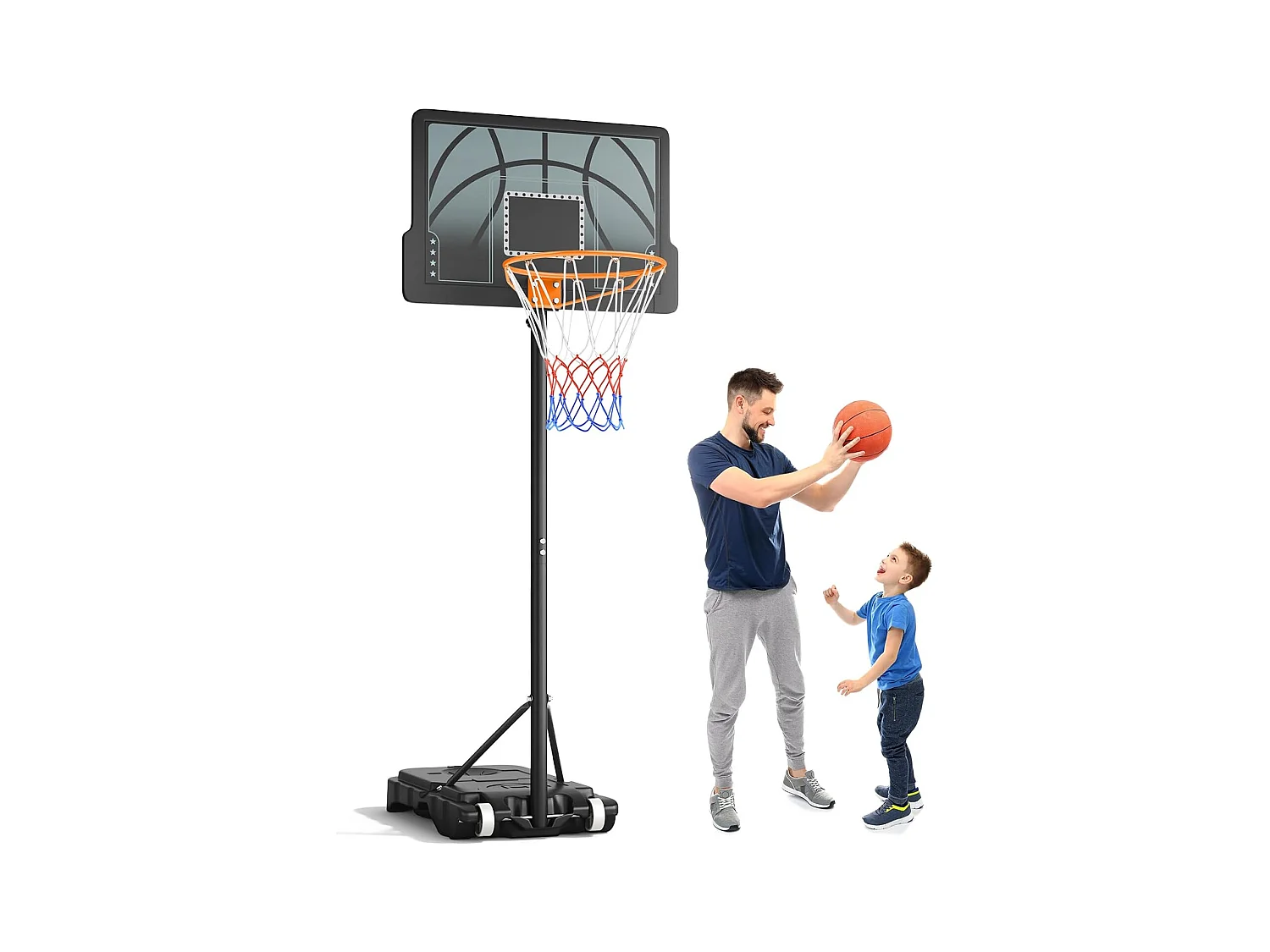 Panier de Basketball pour Enfants Yohood, Réglable en Hauteur 110-210 cm, Panier de Basketball Portable Intérieur/Extérieur, Noir