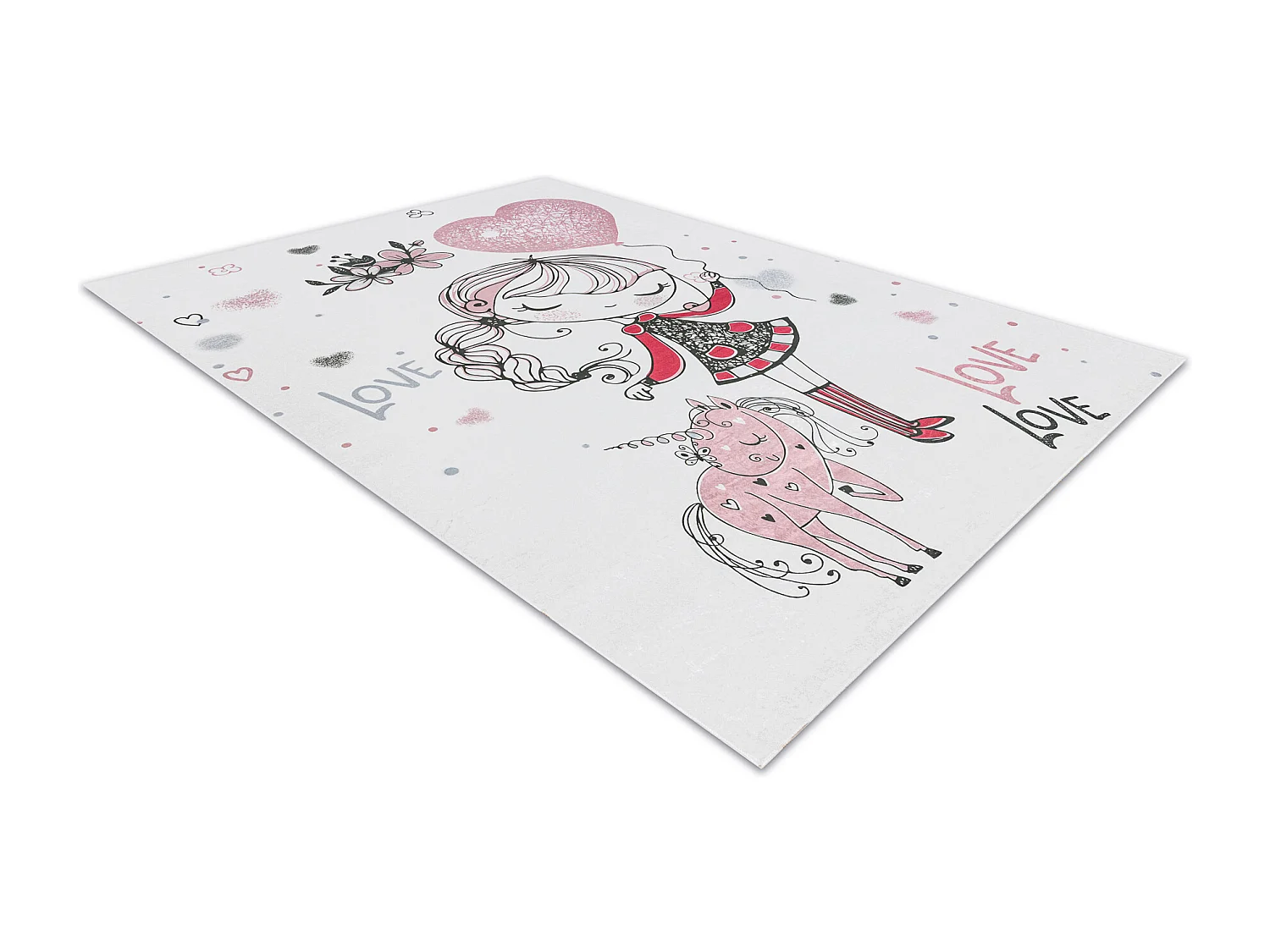 Tapis lavable BAMBINO 2644 Petite fille, licorne pour les enfants anti 120x170 cm