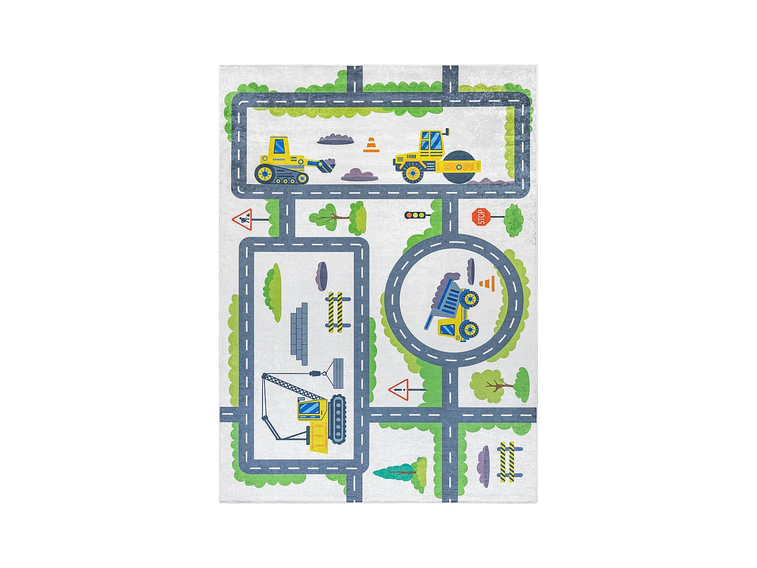Tapis lavable BAMBINO 2338 Excavatrice, rues pour les enfants antidér 160x220 cm