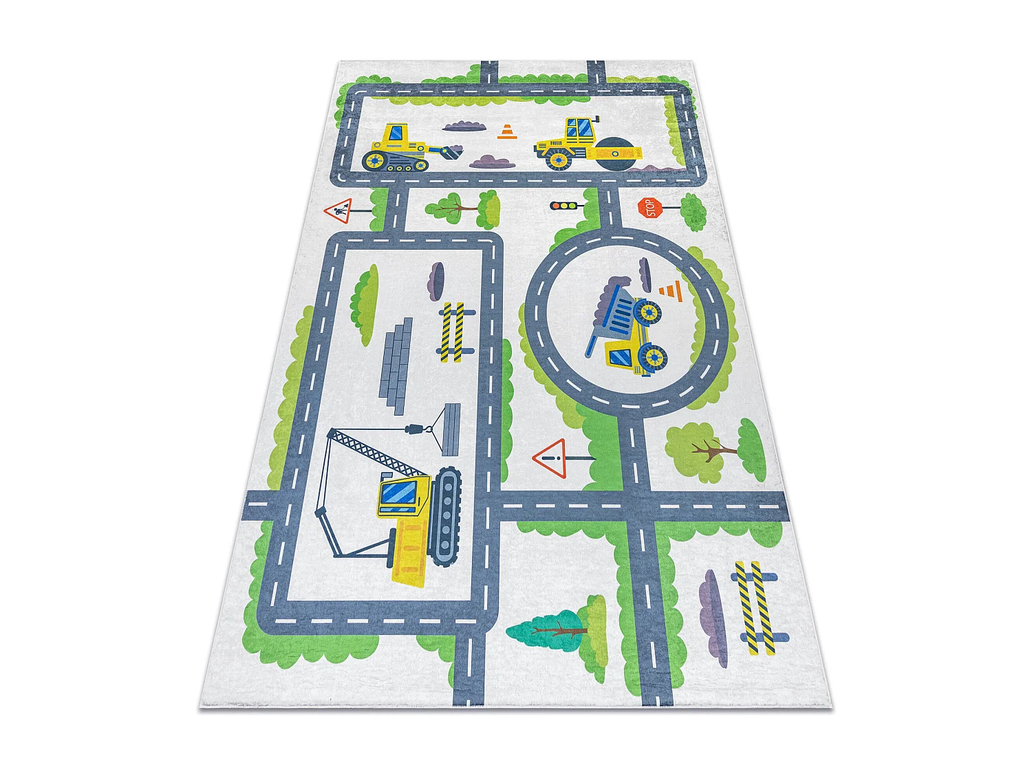 Tapis lavable BAMBINO 2338 Excavatrice, rues pour les enfants antidér 160x220 cm
