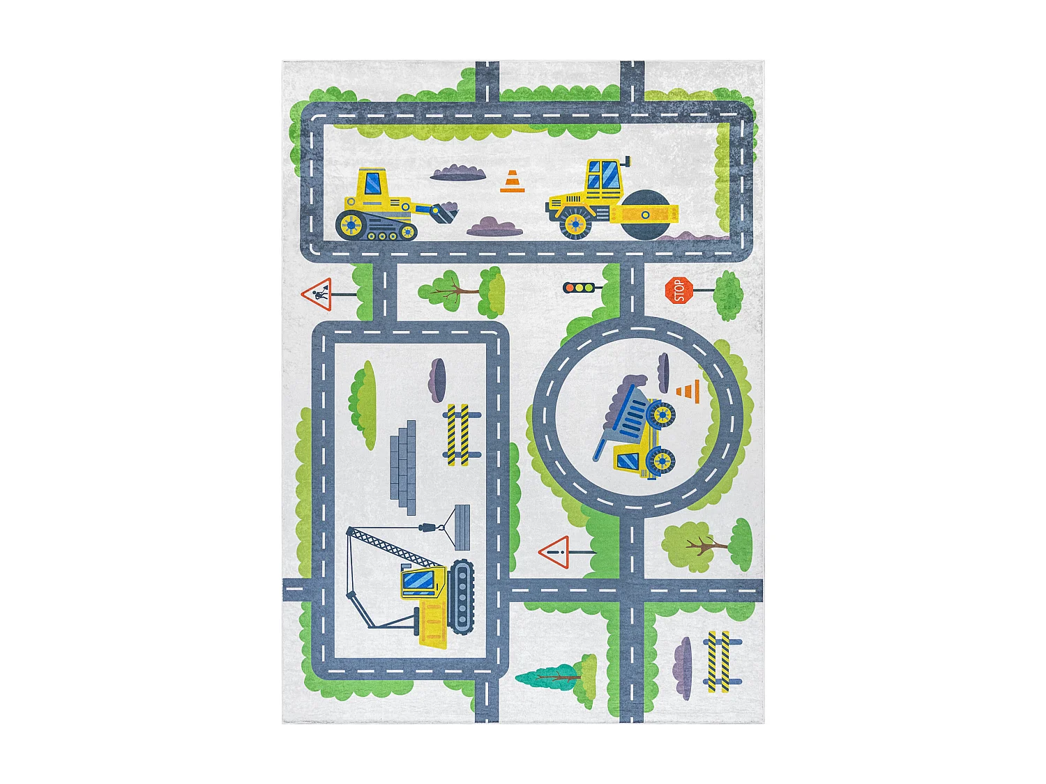 Tapis lavable BAMBINO 2338 Excavatrice, rues pour les enfants antidér 160x220 cm