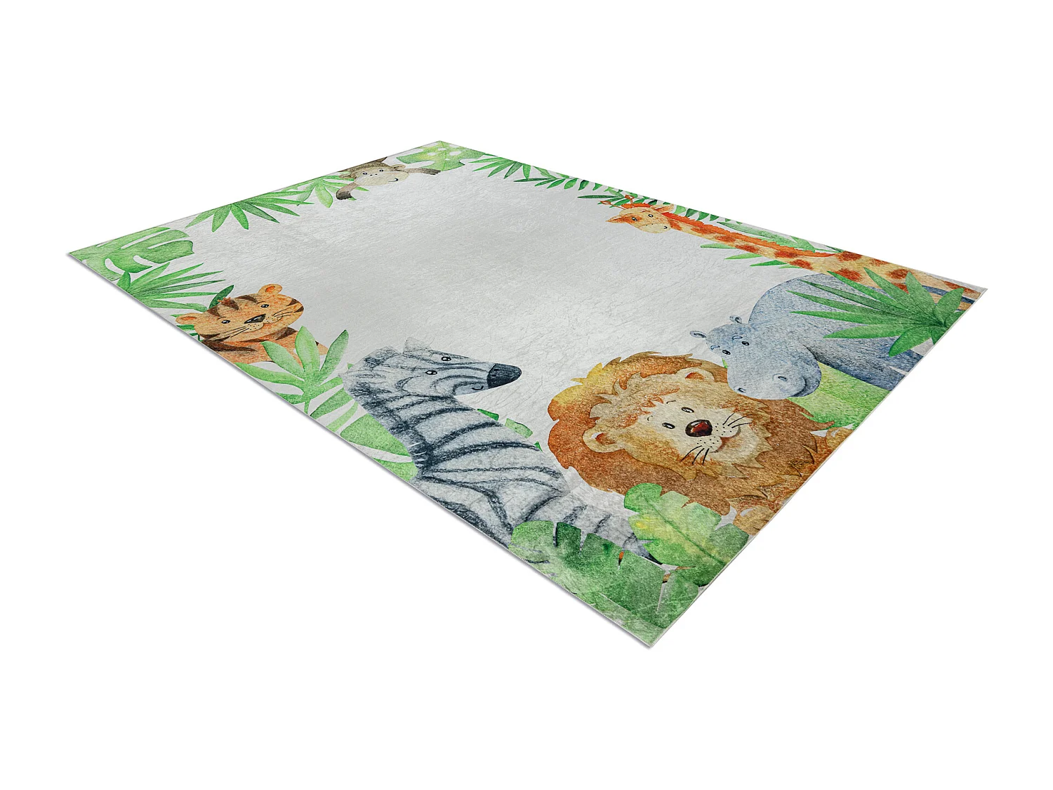 BAMBINO 54090 Waschteppich Tiere, Afrika für Kinder Anti-Rutsch - wei 140x200 cm