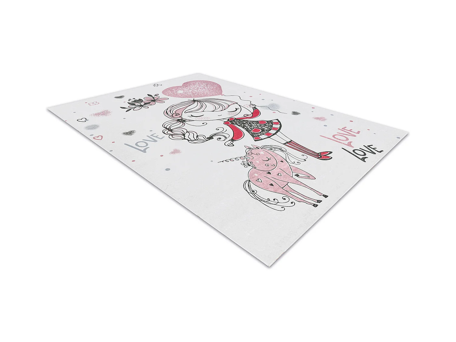 BAMBINO 2644 tapijt wasbaar Klein meisje, eenhoorn voor kinderen antis 140x200 cm