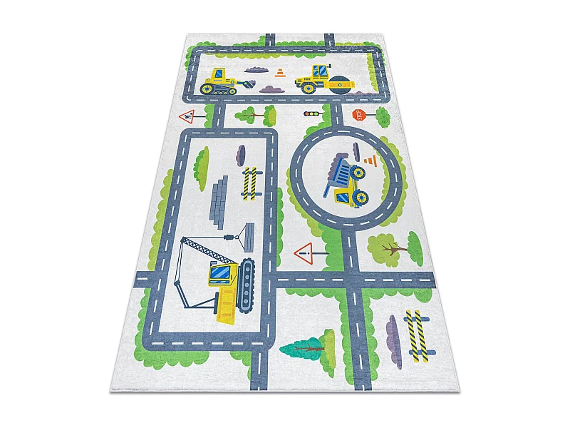 Alfombra lavable BAMBINO 2338 Excavador, calles para niños antidesliz 200x290 cm