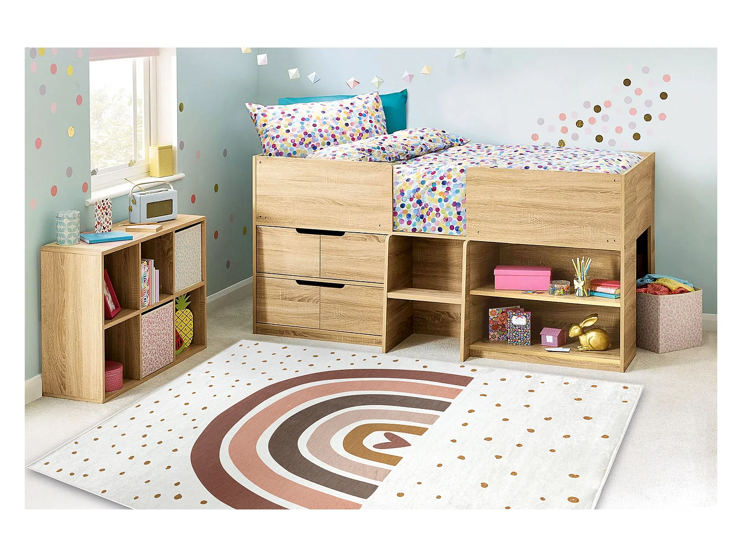 Tapis lavable BAMBINO 46960 Arc-en-ciel, points pour les enfants antid 120x170 cm