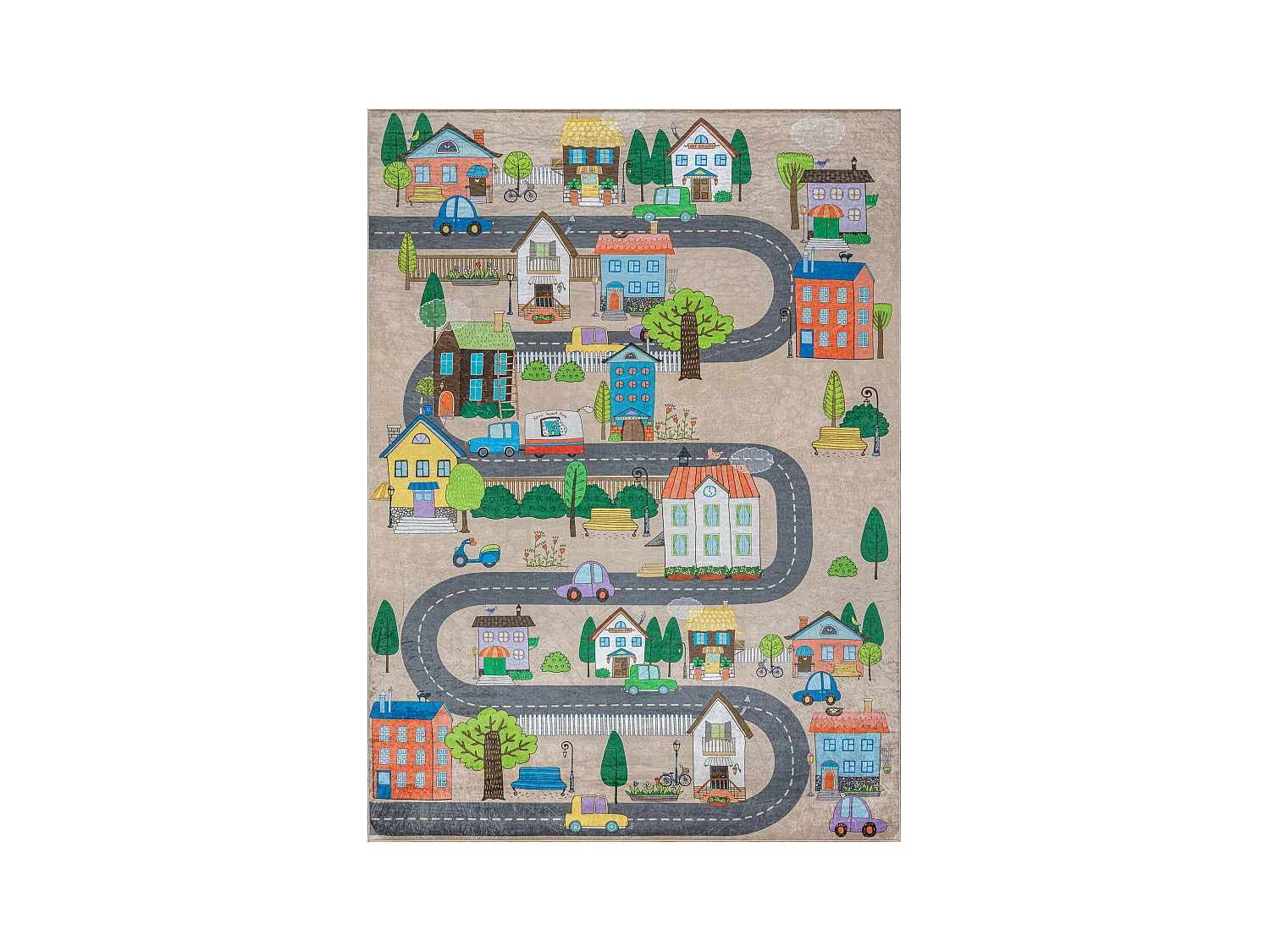 BAMBINO 34600 tapijt wasbaar Stad dieren voor kinderen antislip - beig 160x220 cm