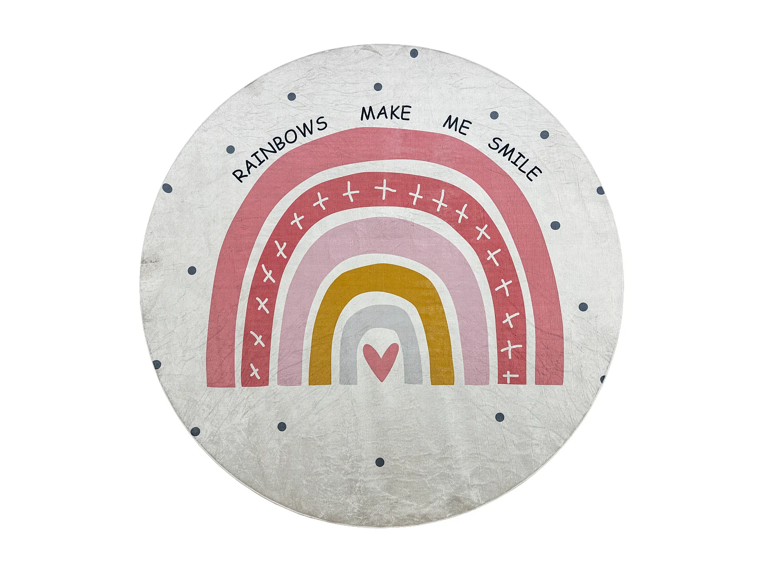 BAMBINO 47810 cirkel tapijt wasbaar Regenboog, stippen voor kinderen a cercle 80 cm