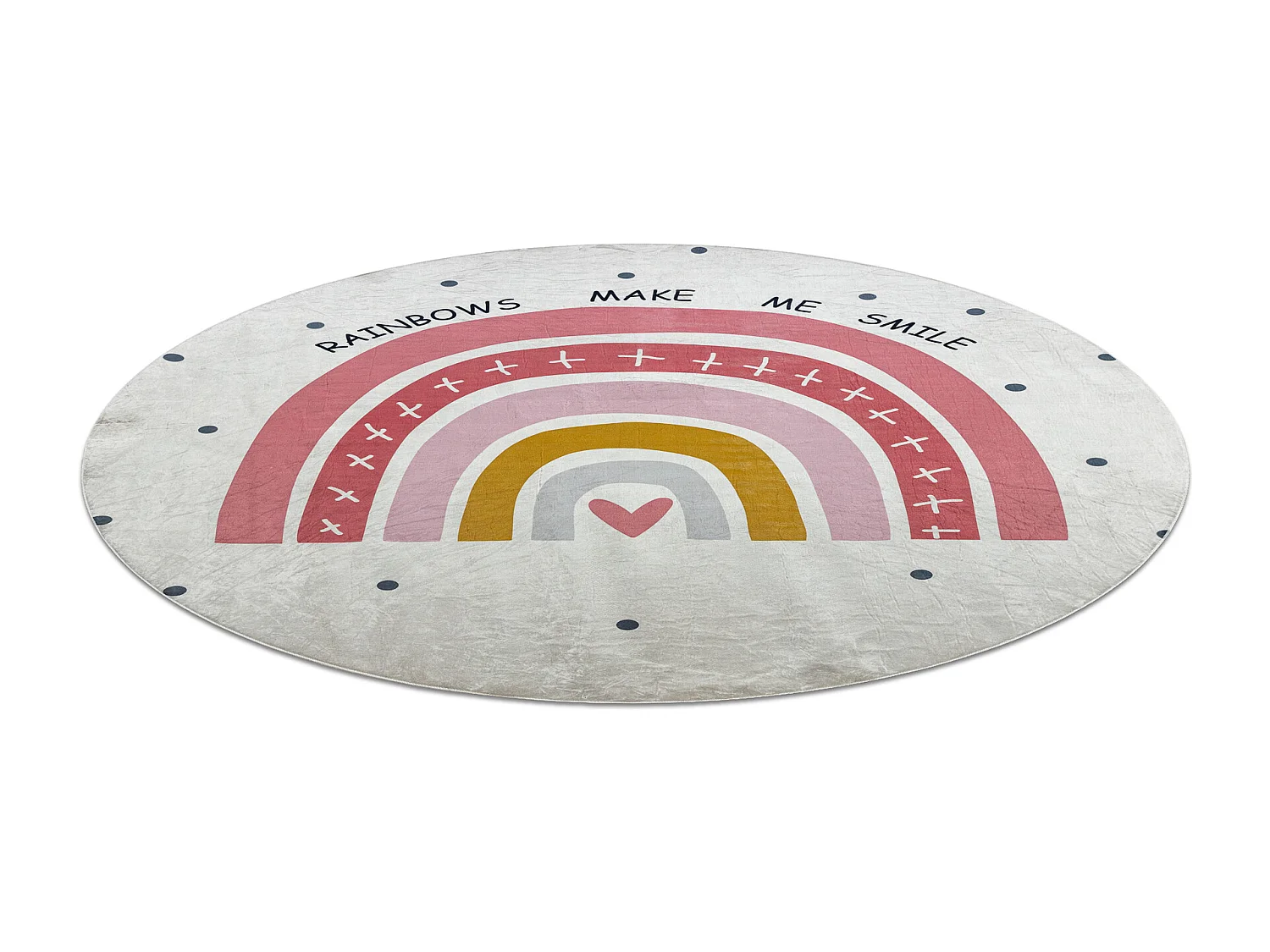 BAMBINO 47810 cirkel tapijt wasbaar Regenboog, stippen voor kinderen a cercle 80 cm