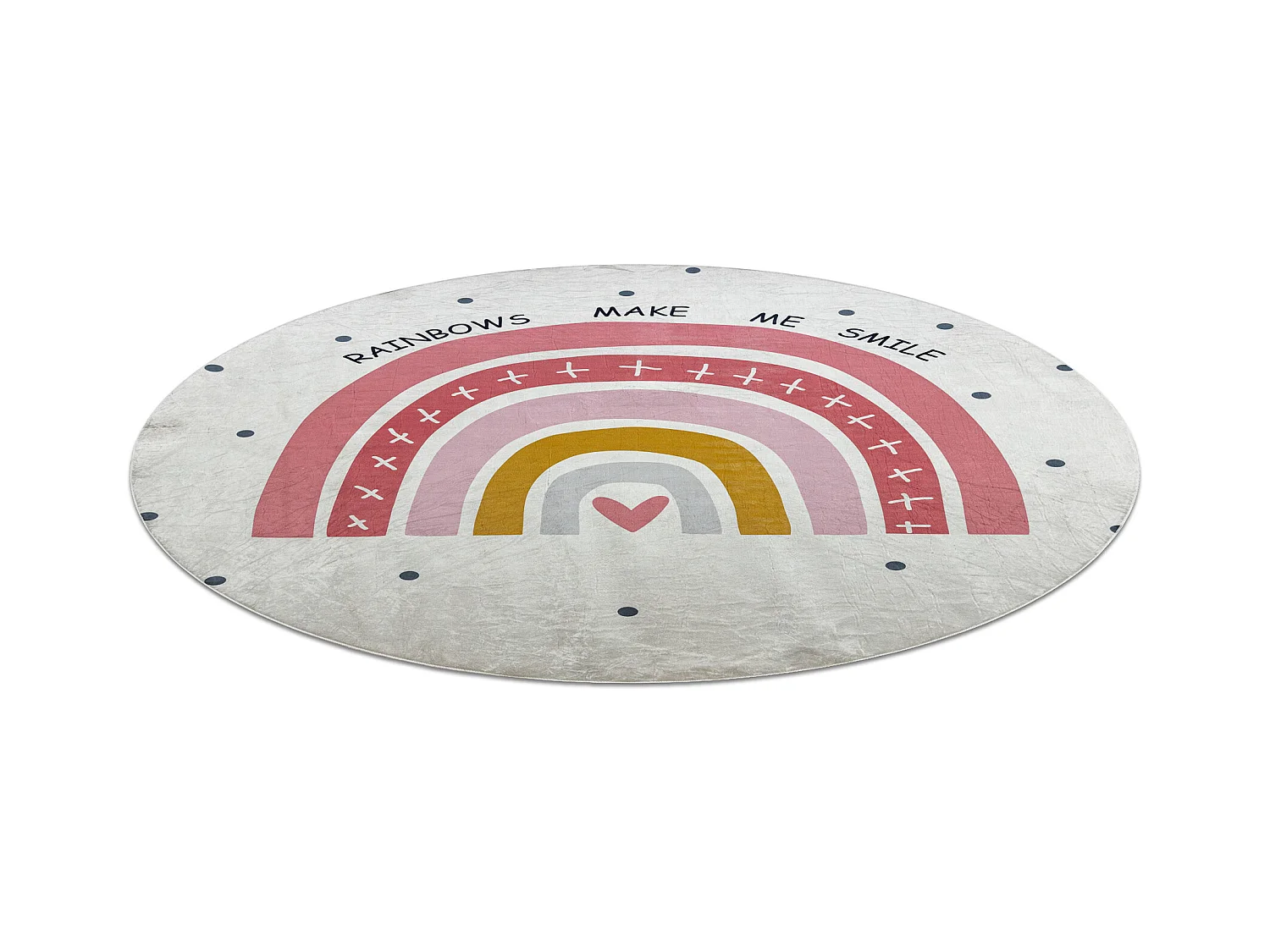 BAMBINO 47810 cirkel tapijt wasbaar Regenboog, stippen voor kinderen a cercle 80 cm
