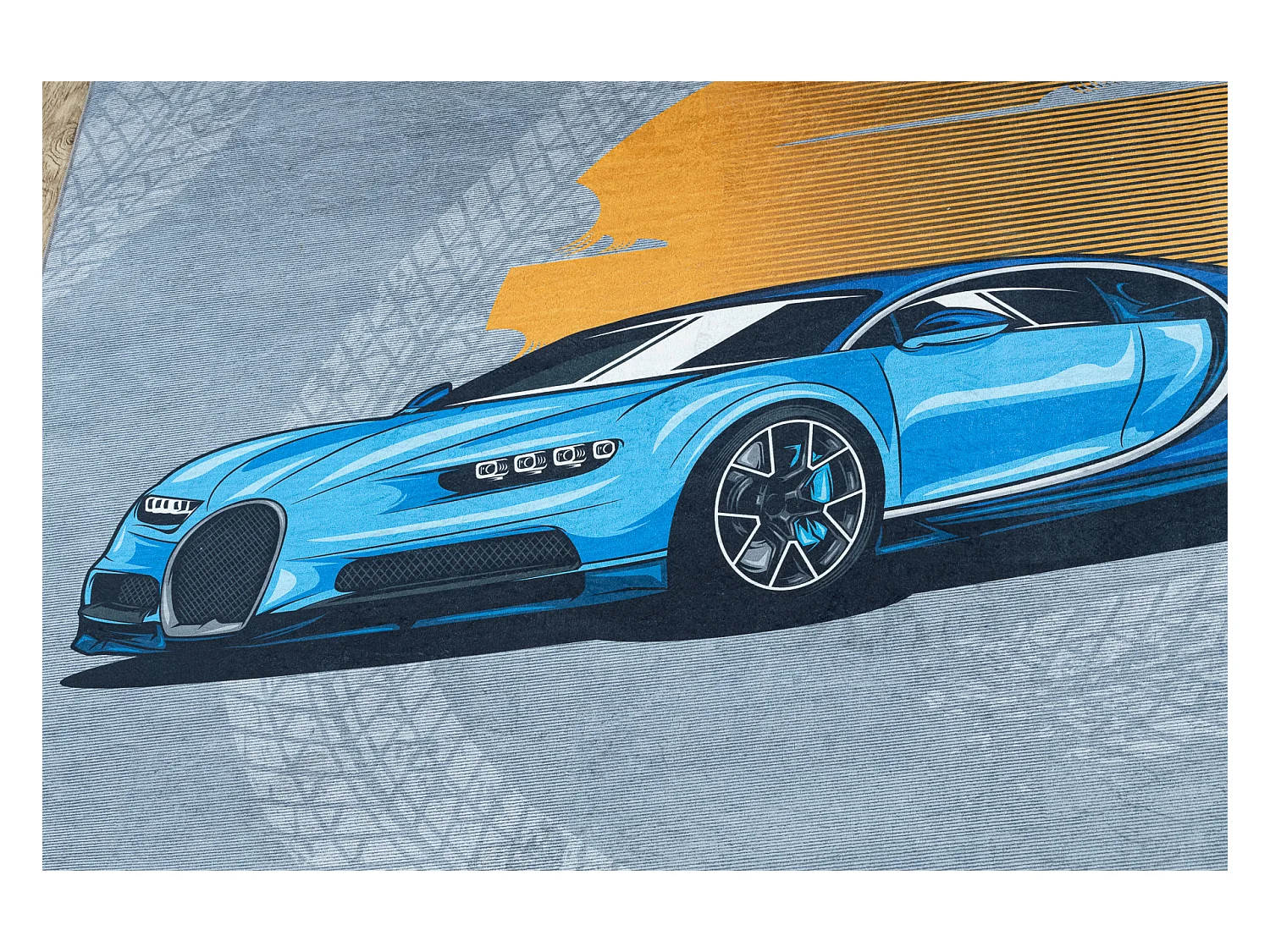 BAMBINO 41730 Waschteppich Auto, Rennen für Kinder Anti-Rutsch - grau 120x170 cm