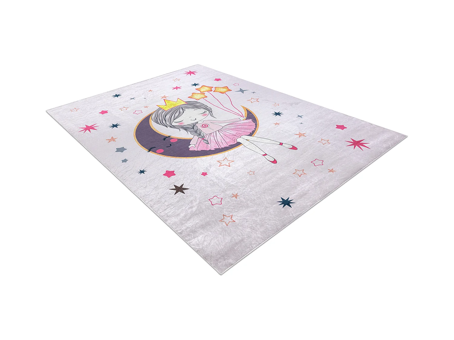Tapis lavable BAMBINO 48060 Princesse, étoiles pour les enfants antid 80x150 cm