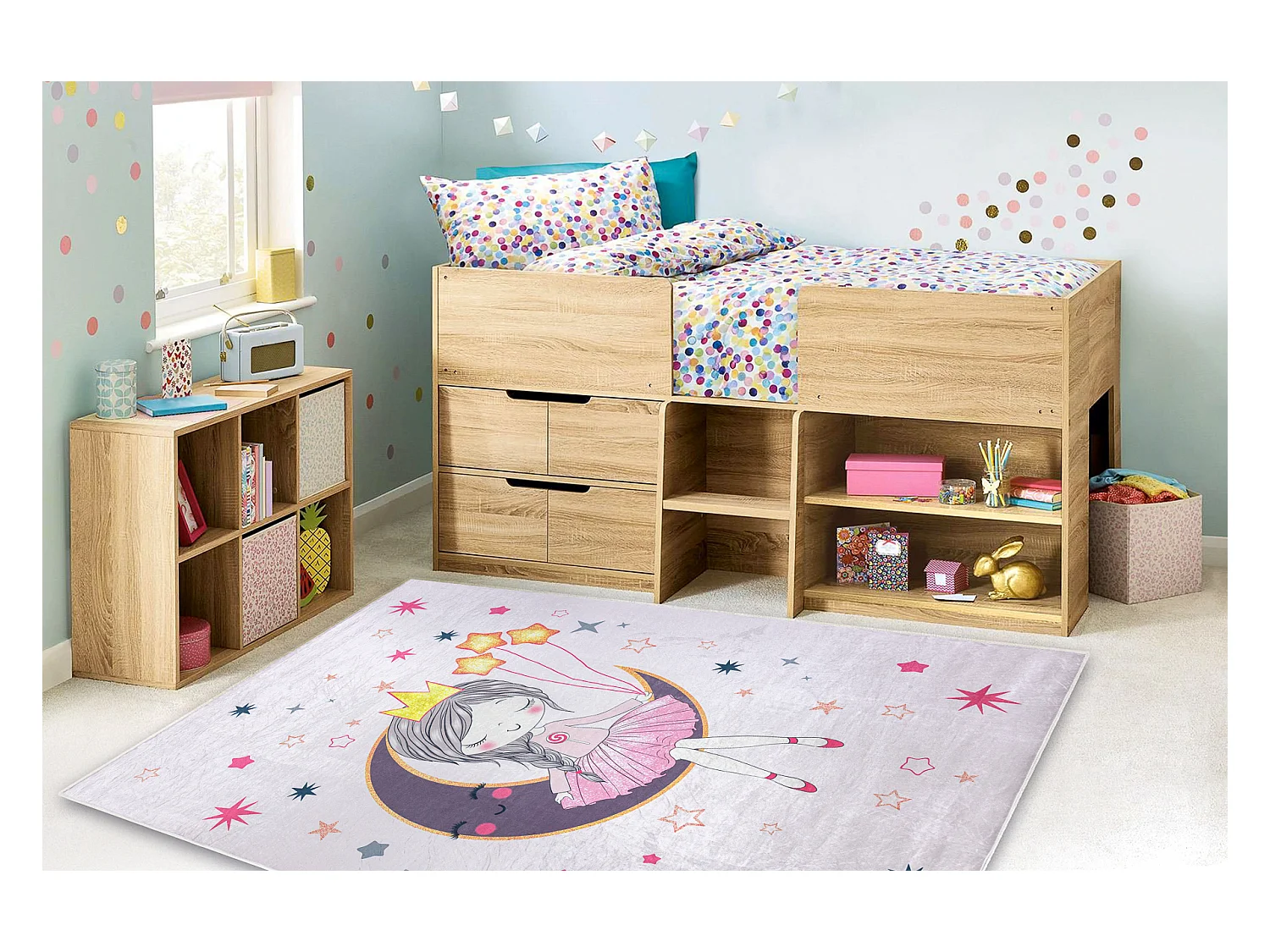 Tapis lavable BAMBINO 48060 Princesse, étoiles pour les enfants antid 80x150 cm