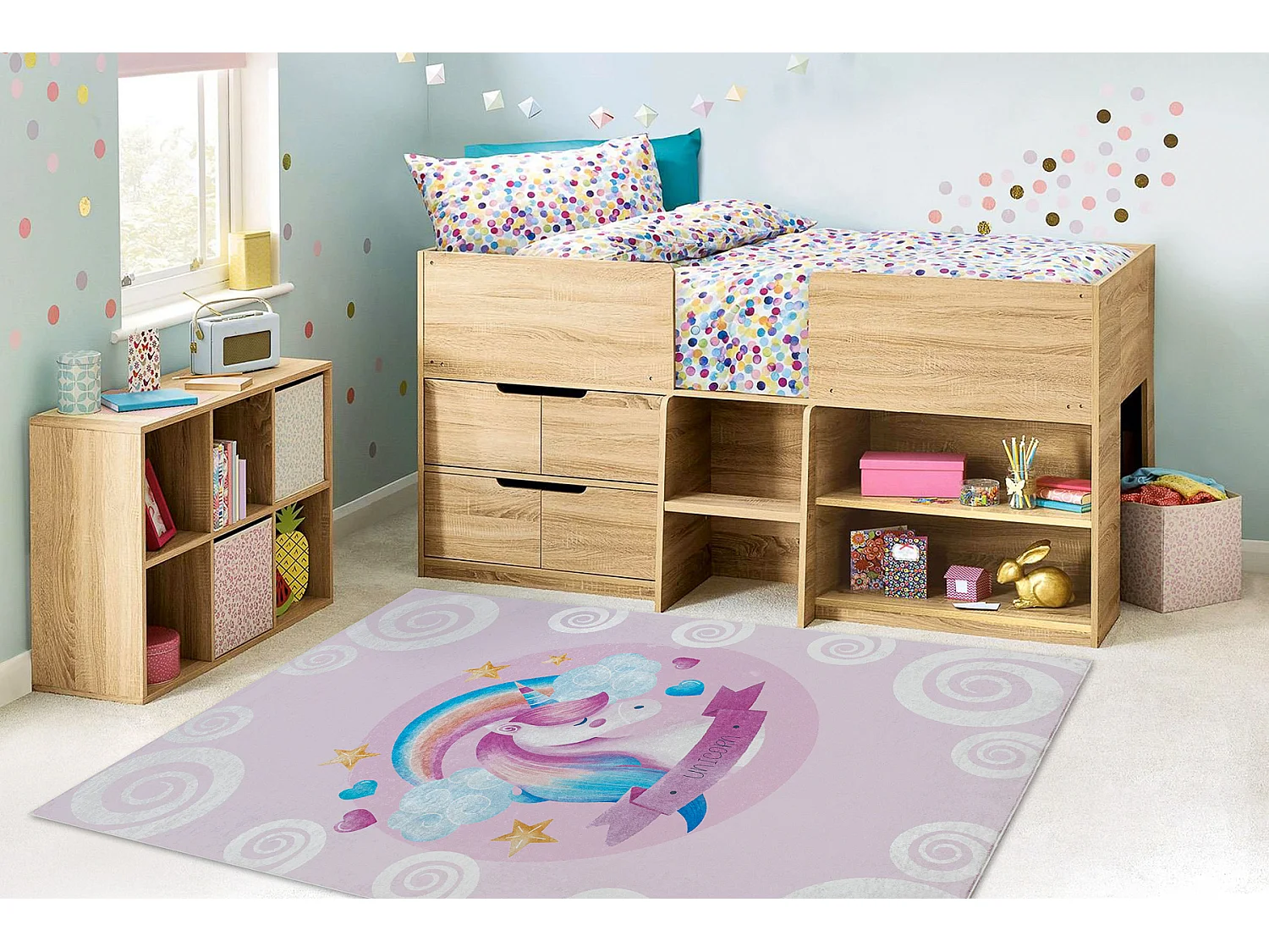 Tapis lavable BAMBINO 2533 Licorne, arc-en-ciel pour les enfants antid 140x200 cm