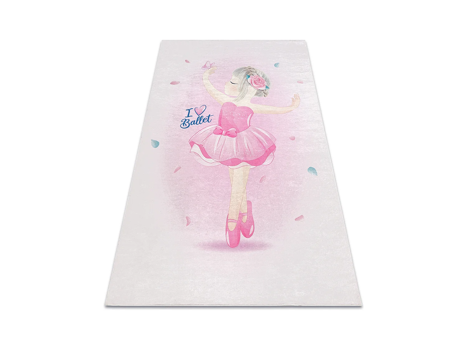 BAMBINO 42830 tapijt wasbaar Ballerina voor kinderen antislip - roze 80x150 cm