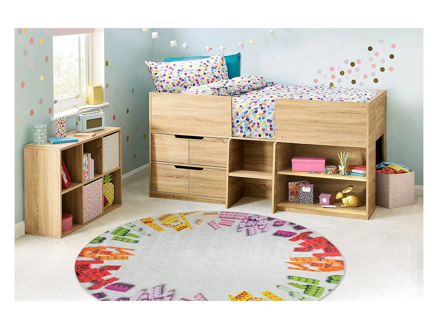 BAMBINO 38480 cirkel tapijt wasbaar Bouwpakket voor kinderen antislip  cercle 80 cm