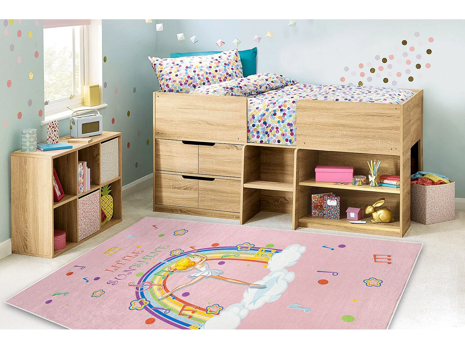 BAMBINO 41870 Tapete Bailarina, arco-íris para crianças antiderrapan 80x150 cm