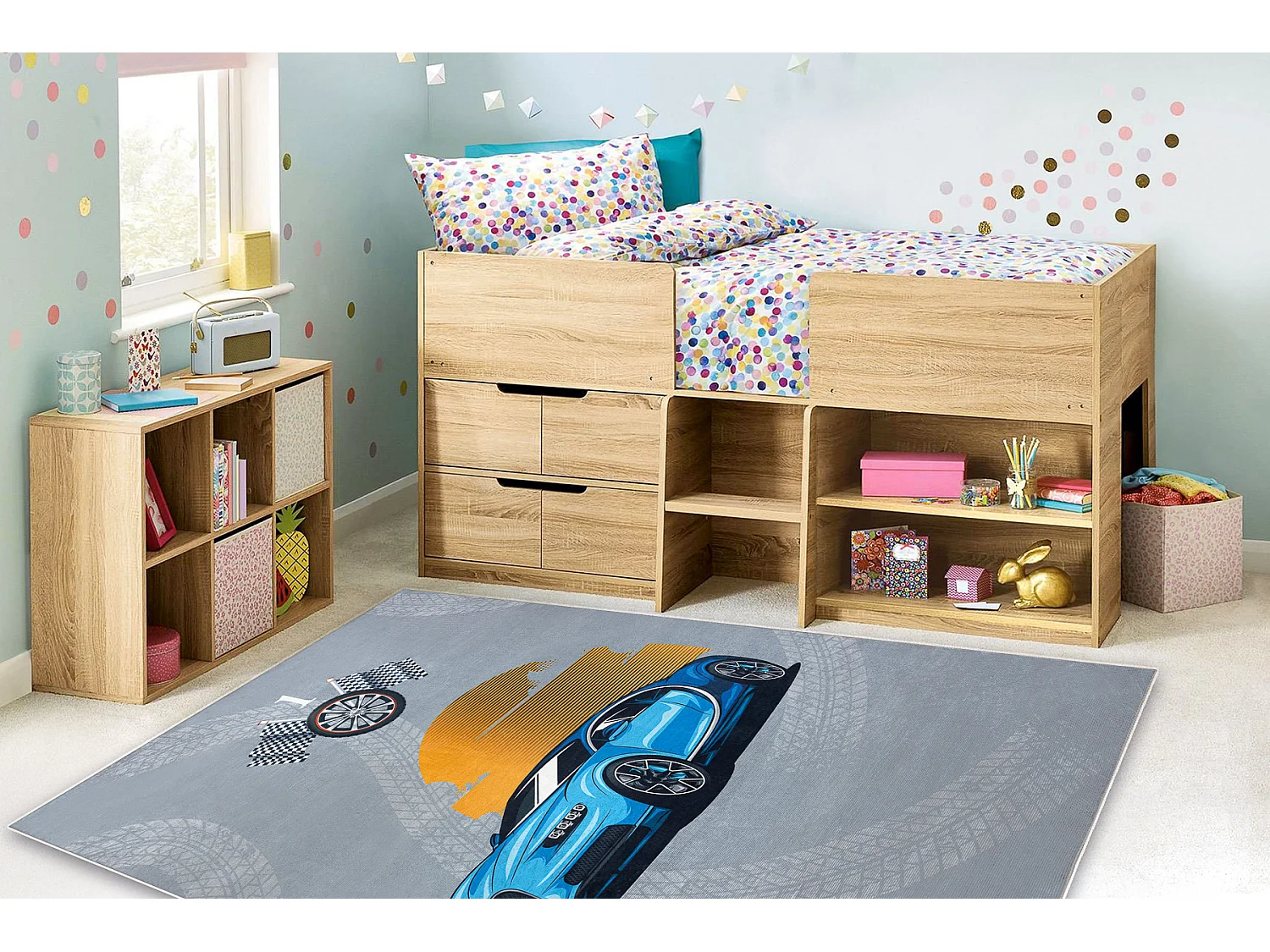 Tapis lavable BAMBINO 41730 Voiture, course pour les enfants antidéra 140x200 cm