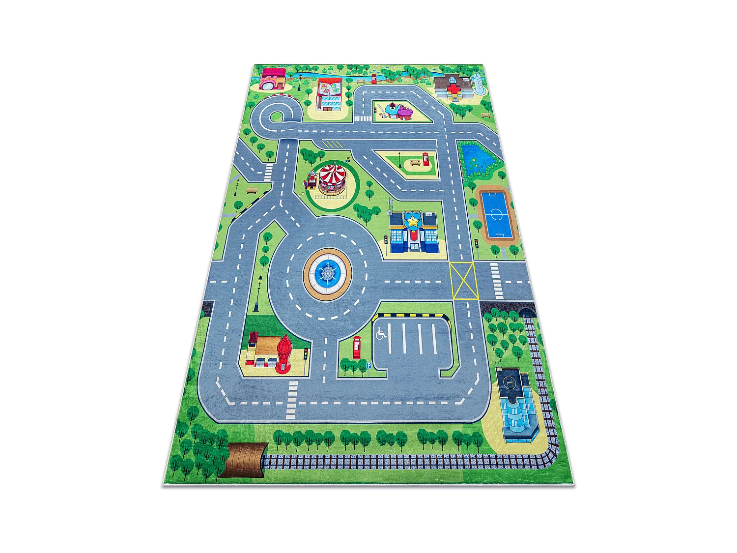 BAMBINO 9028 Waschteppich Stadt, Straßen für Kinder Anti-Rutsch - gr 80x150 cm