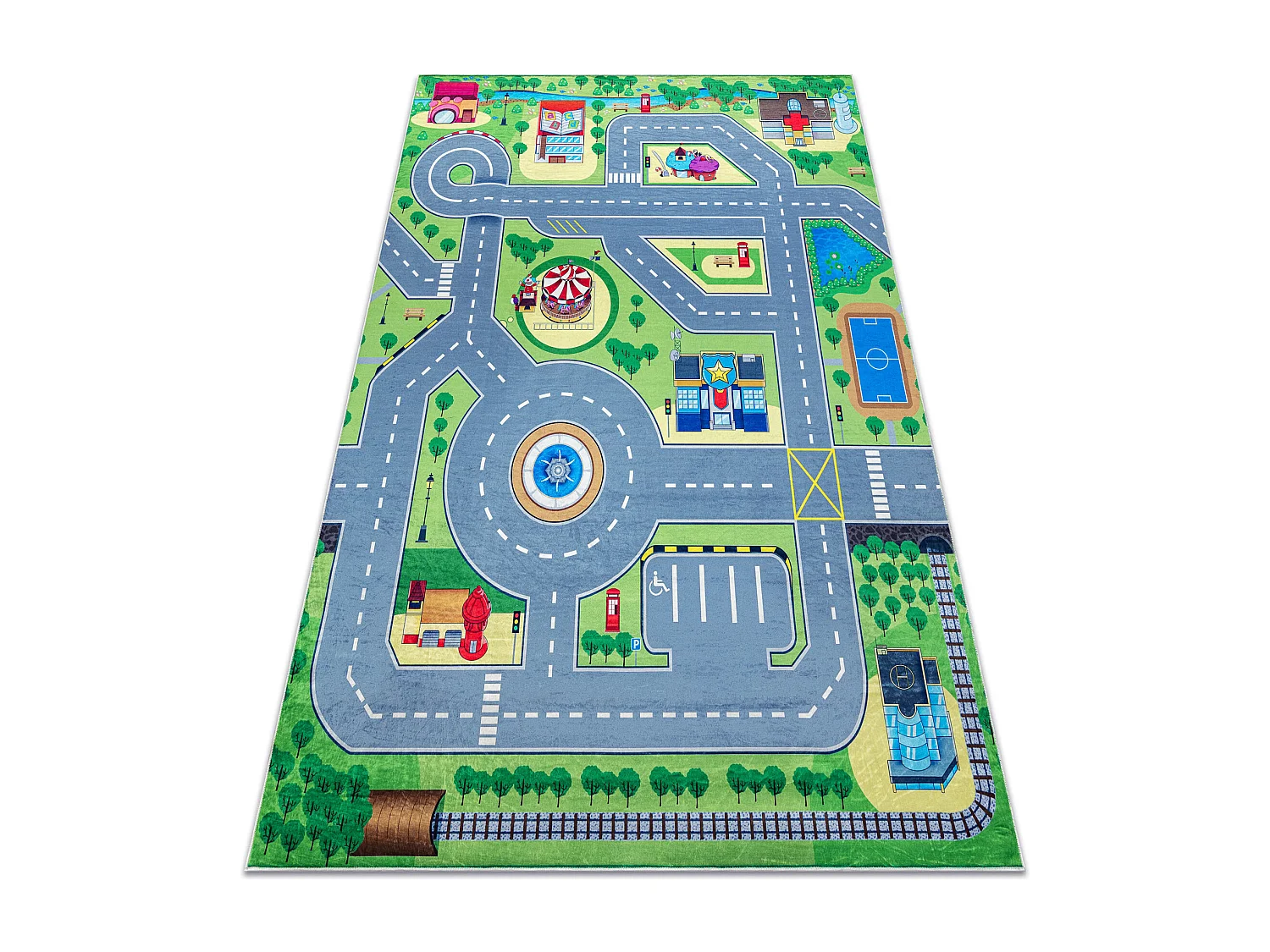 Tapis lavable BAMBINO 9028 Ville, rues pour les enfants antidérapant  80x150 cm